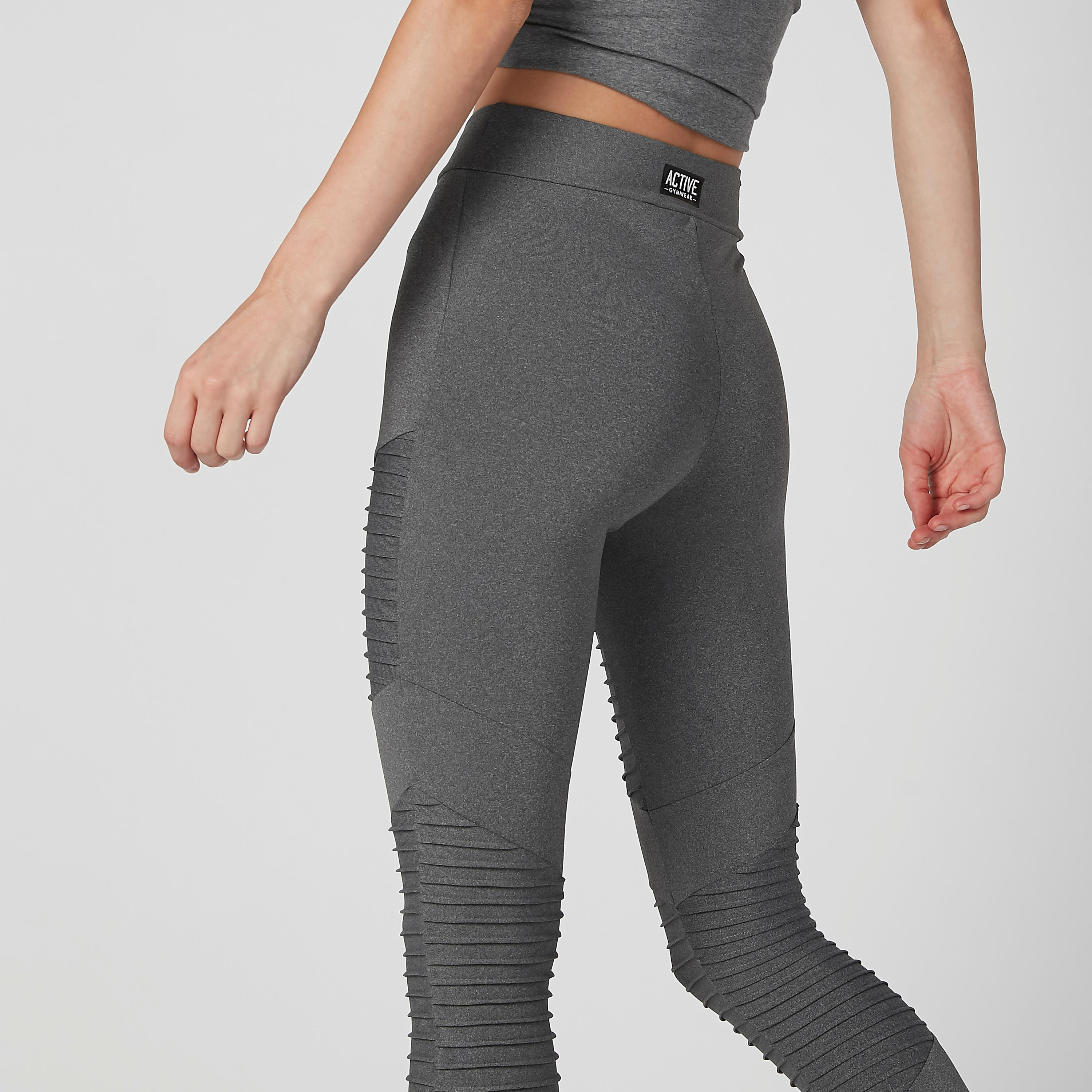بنطال ليقنز طويل بارز الملمس بخصر مطّاطي-women-clothing-bottoms-leggings-image-5