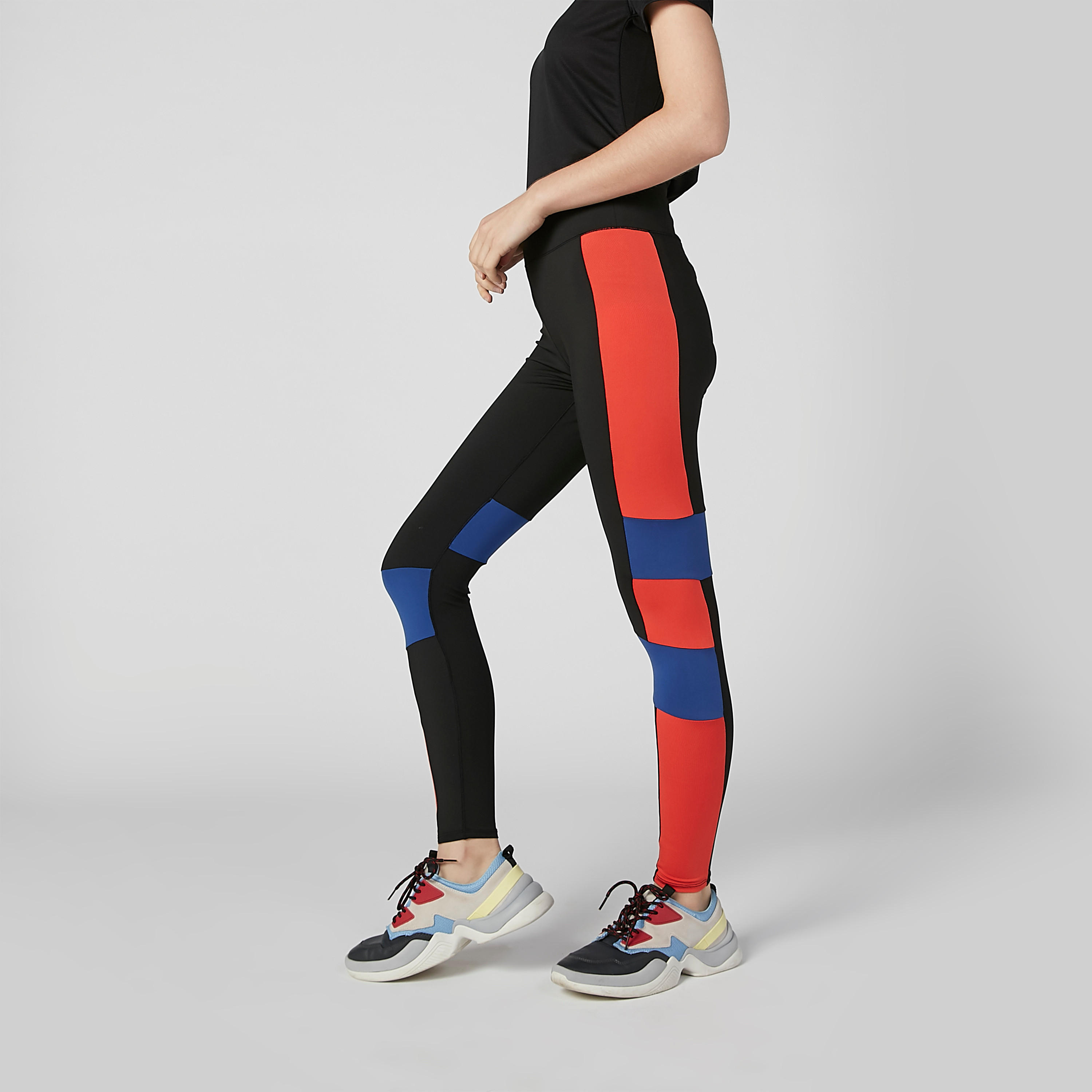 بنطال ليقنز طويل بنمط كتل الألوان بخصر مطّاطي-women-clothing-sportswearandactivewear-bottoms-image-2