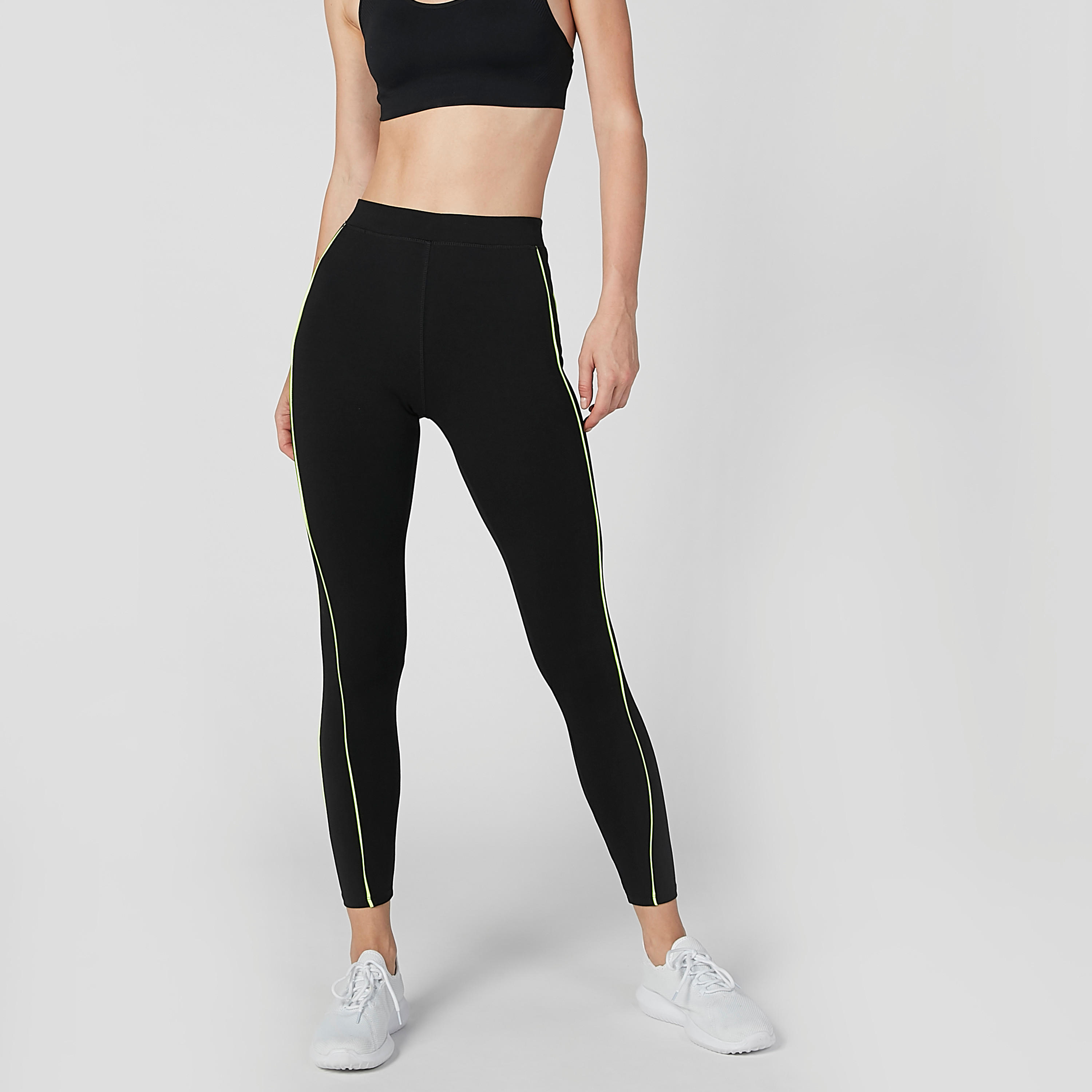 بنطال ليقنز سادة طويل بخصر مطاطي-women-clothing-sportswearandactivewear-bottoms-image-2