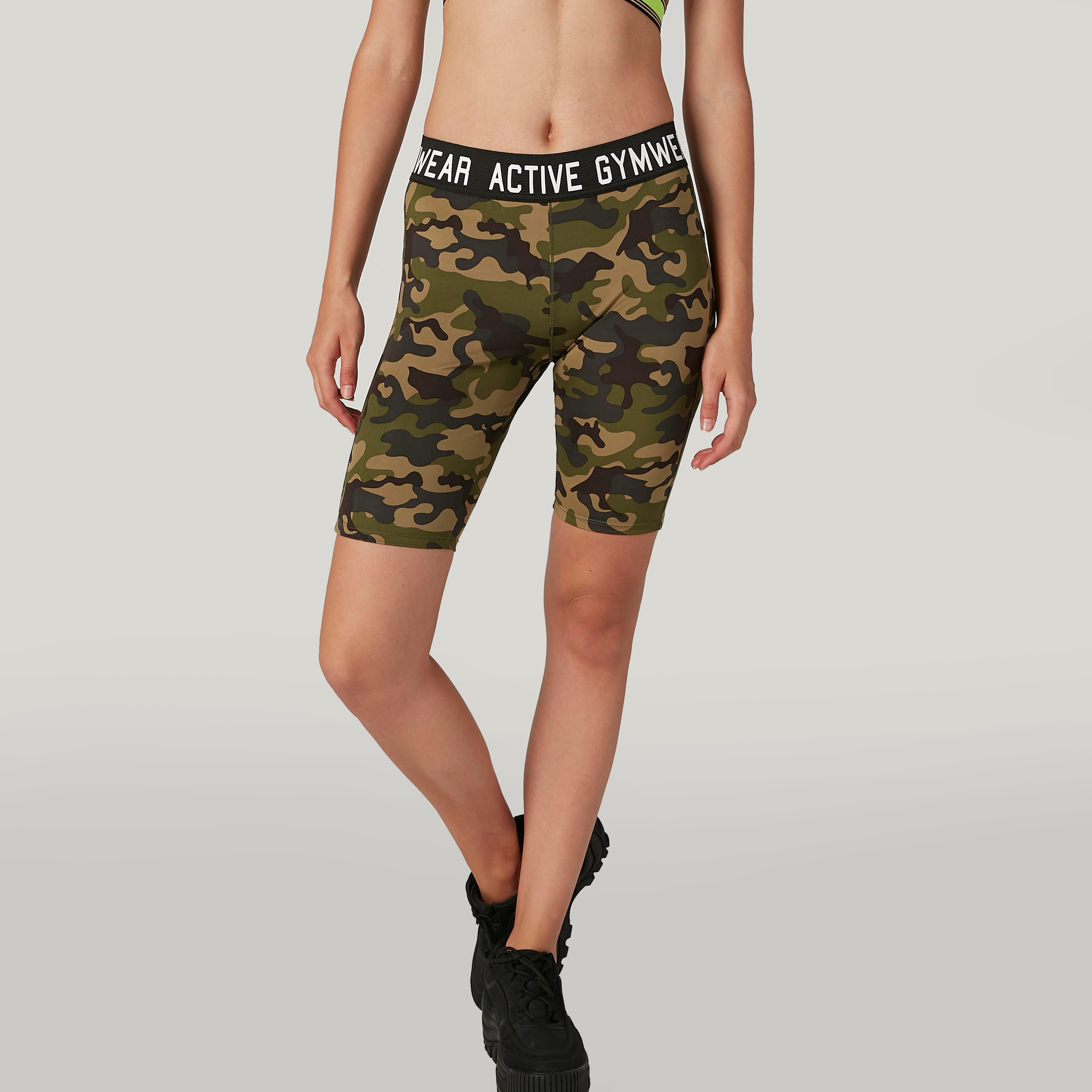 Camouflage Printed Shorts with Elasticised Waistband-women-clothing-bottoms-shorts-image-1