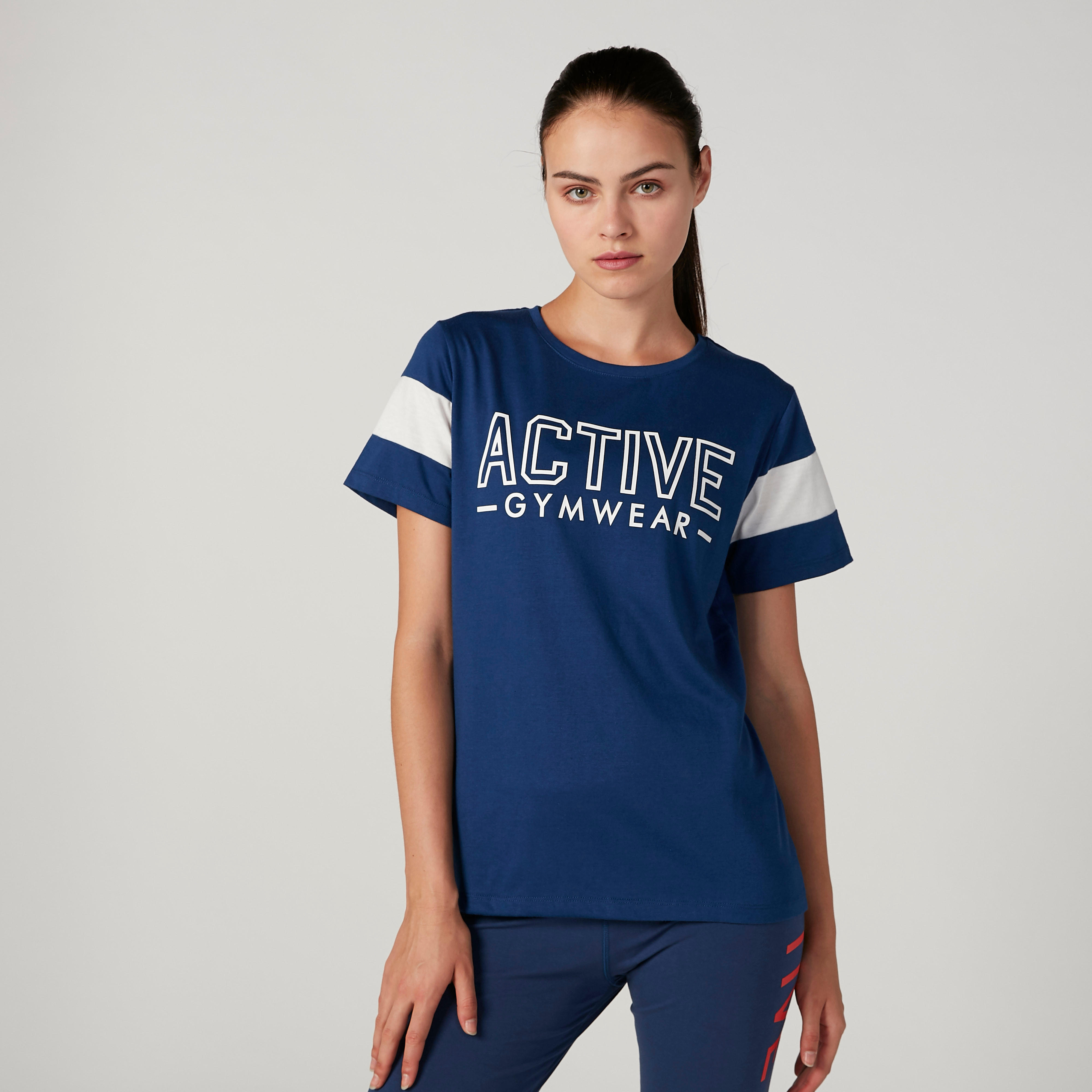 Printed T-shirt with Round Neck and Short Sleeves-women-clothing-sportswearandactivewear-tshirtsandvests-image-1