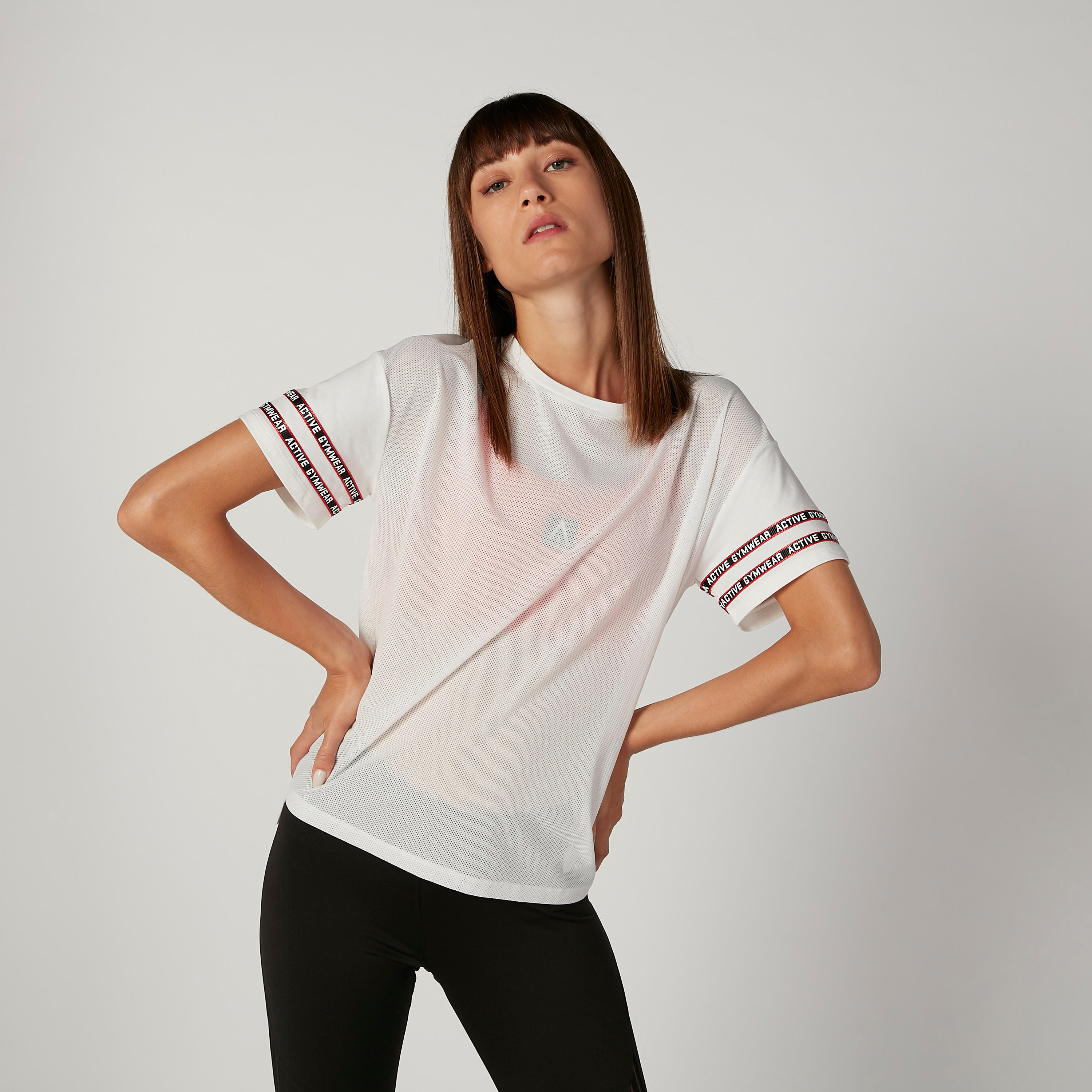 Printed T-shirt with Round Neck and Short Sleeves-women-clothing-sportswearandactivewear-tshirtsandvests-image-1