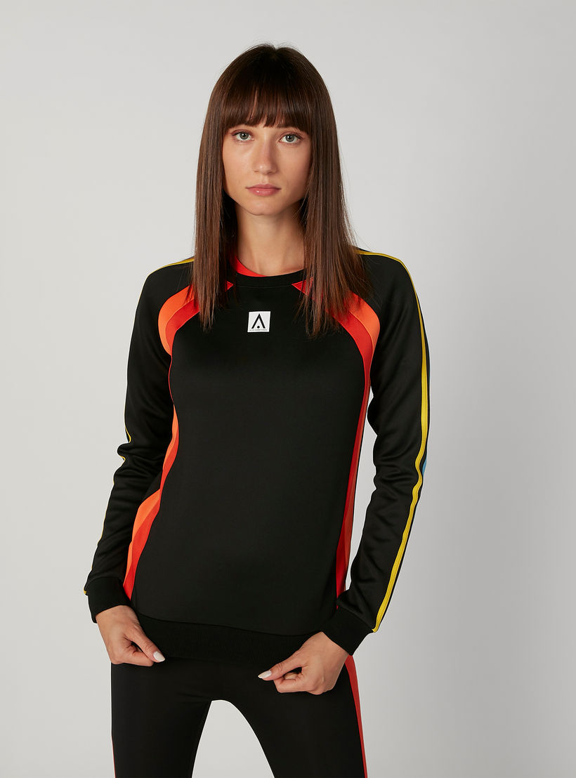 Striped Sweatshirt with Round Neck and Long Sleeves-women-clothing-sportswearandactivewear-hoodiesandsweatshirts-image-1