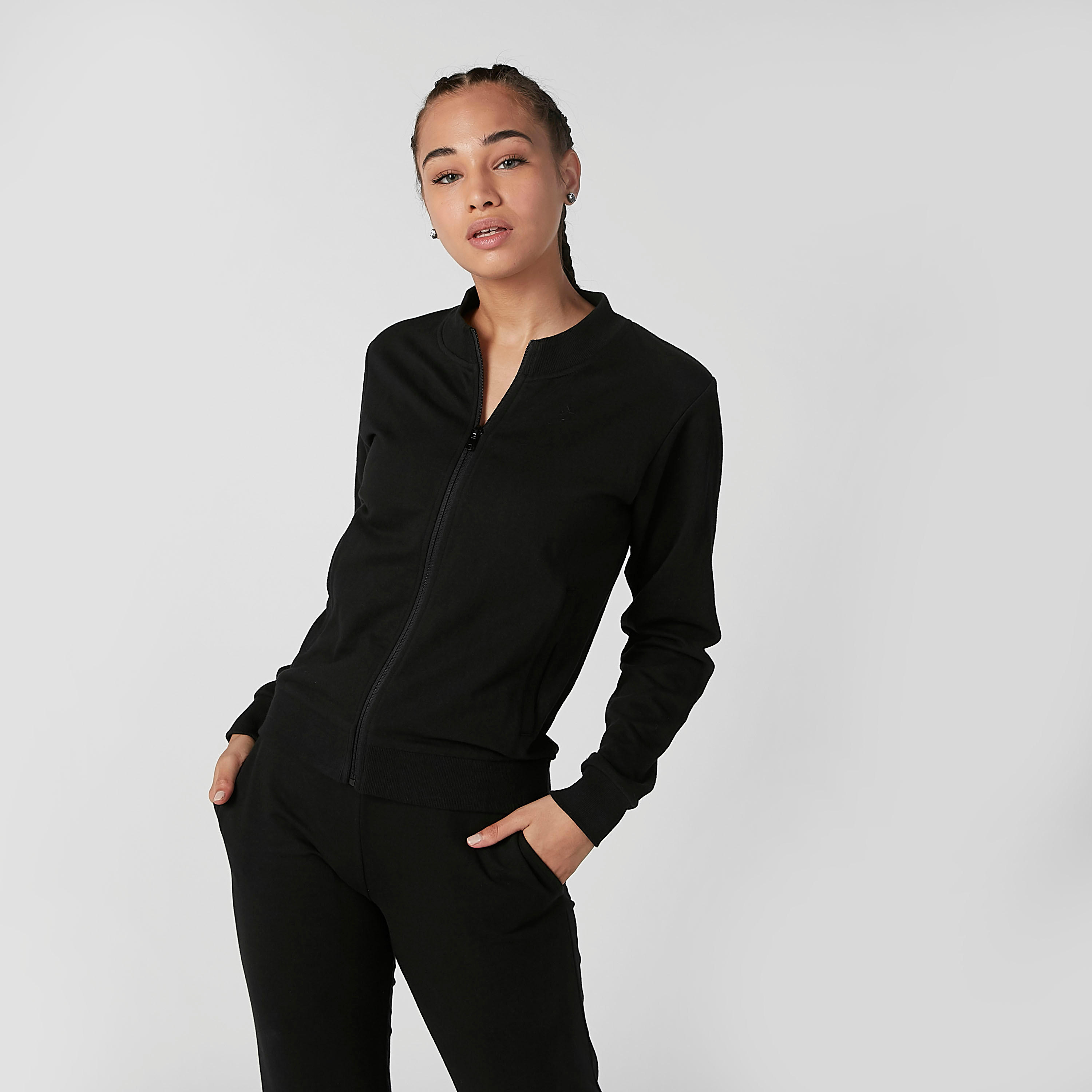 جاكيت مستدام سادة بأكمام طويلة وجيوب كانجارو -women-clothing-sportswearandactivewear-coatsandjackets-jackets-image-4