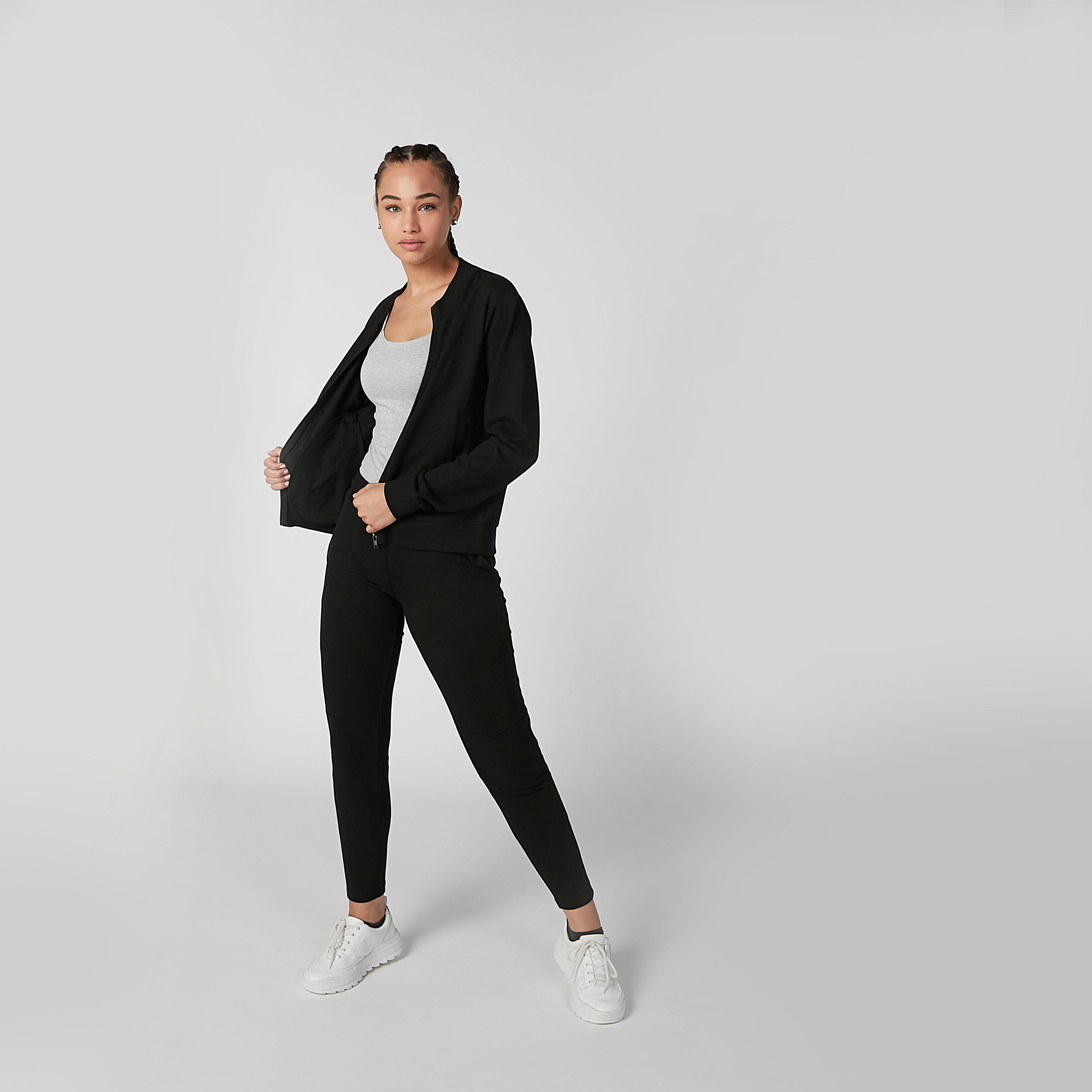 جاكيت مستدام سادة بأكمام طويلة وجيوب كانجارو -women-clothing-sportswearandactivewear-coatsandjackets-jackets-image-3