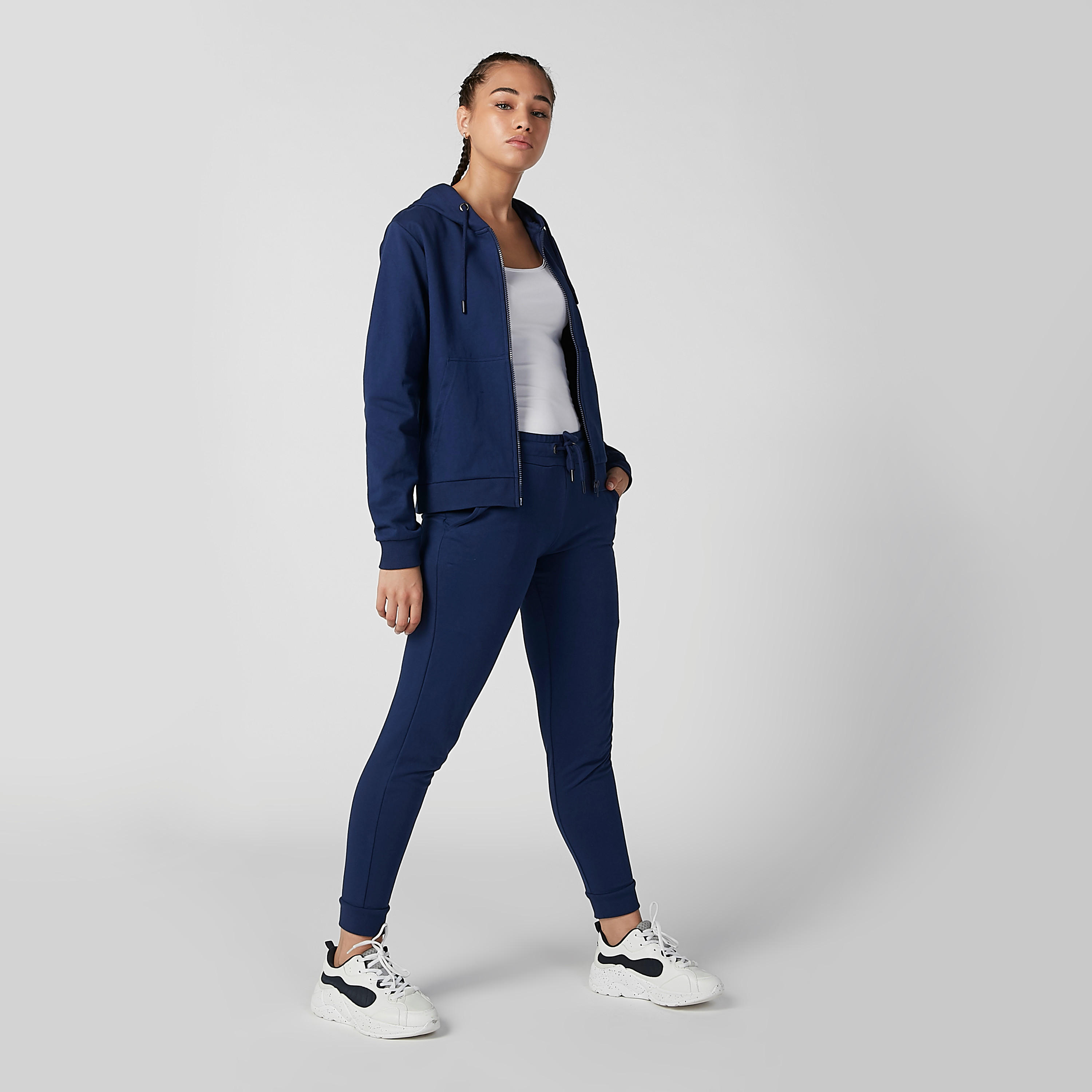 Sustainable Solid Track Pants with Drawstring Waistband-women-clothing-sportswearandactivewear-bottoms-image-1