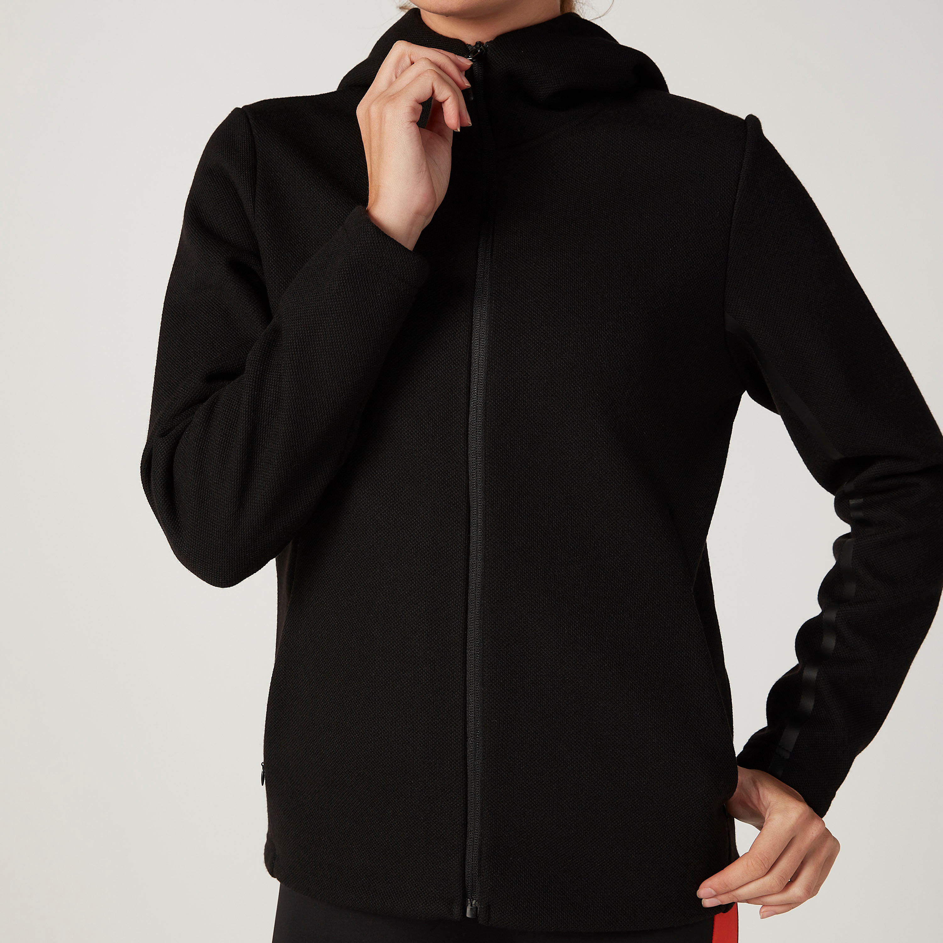 جاكيت مستدام سادة بأكمام طويلة وجيوب وقبعة-women-clothing-sportswearandactivewear-hoodiesandsweatshirts-image-3
