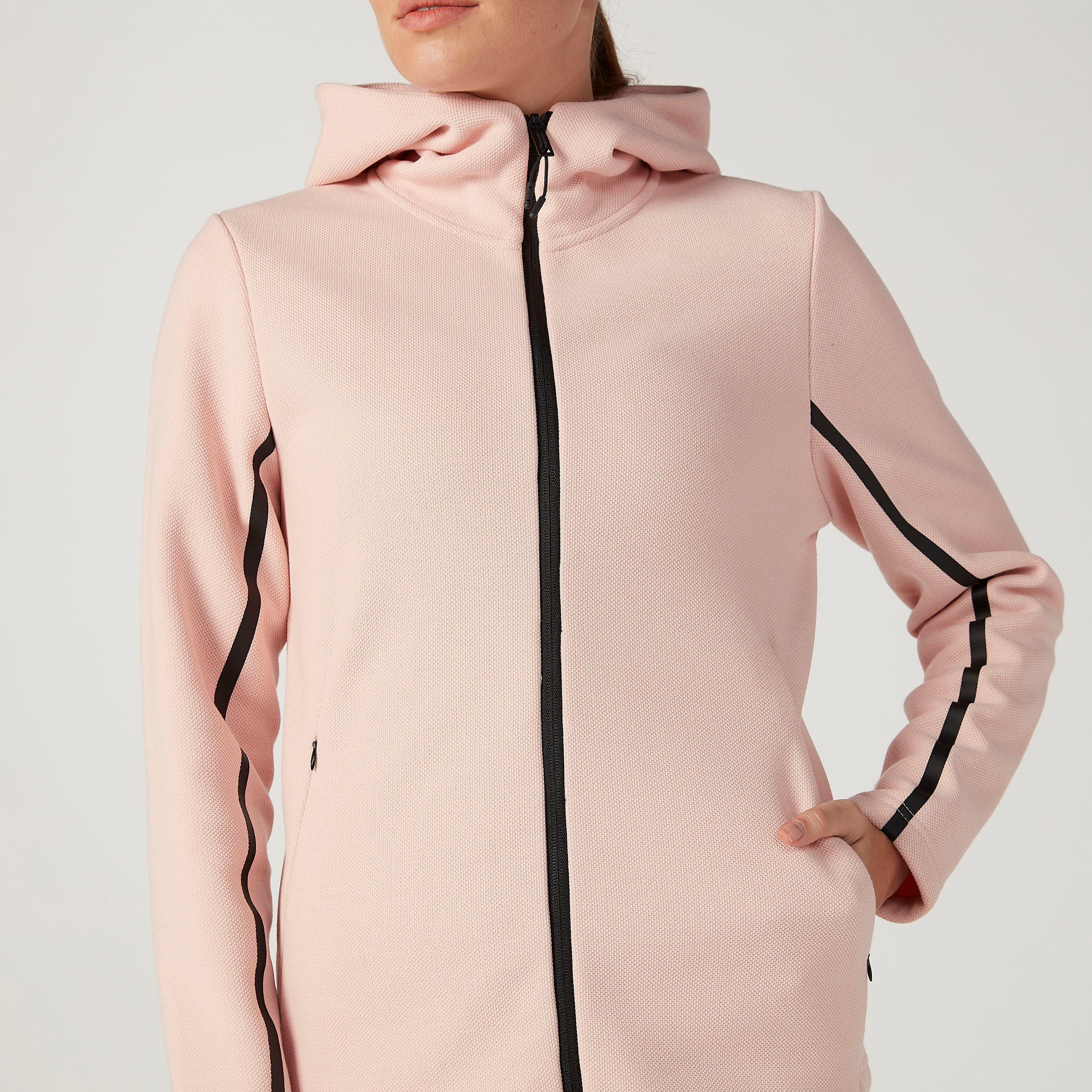 جاكيت مستدام سادة بأكمام طويلة وتفاصيل جيوب وقبعة -women-clothing-sportswearandactivewear-coatsandjackets-jackets-image-3