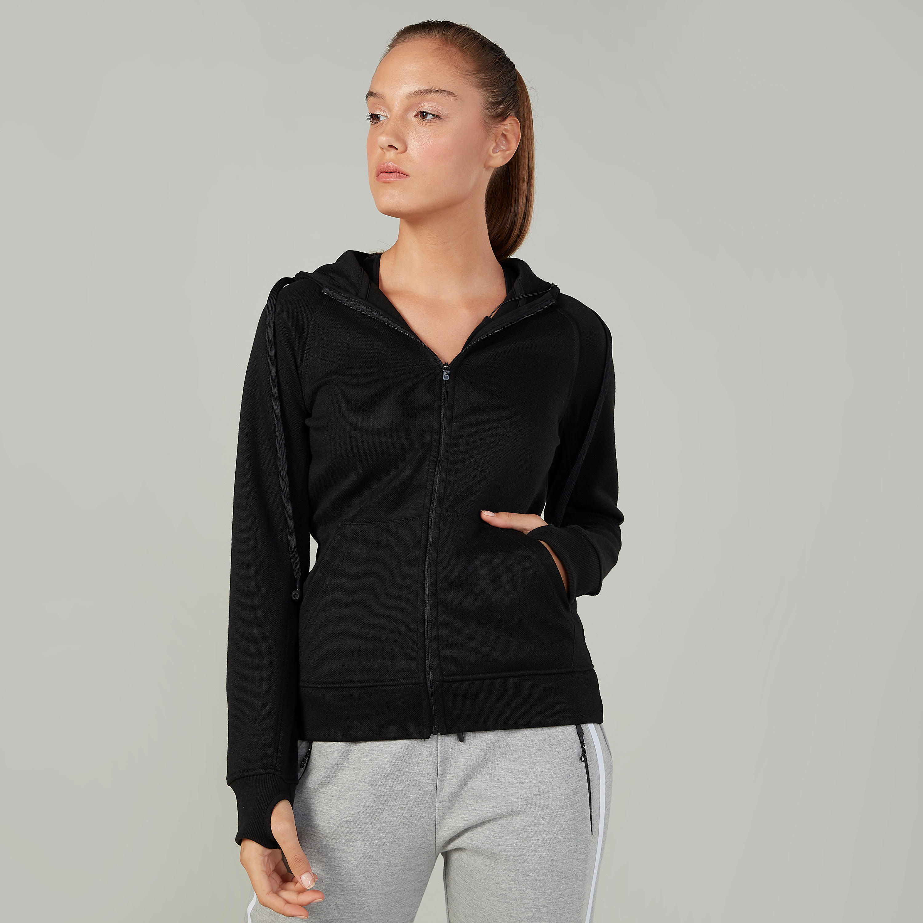 Plain Jacket with Long Sleeves and Hood-women-clothing-sportswearandactivewear-coatsandjackets-jackets-image-1