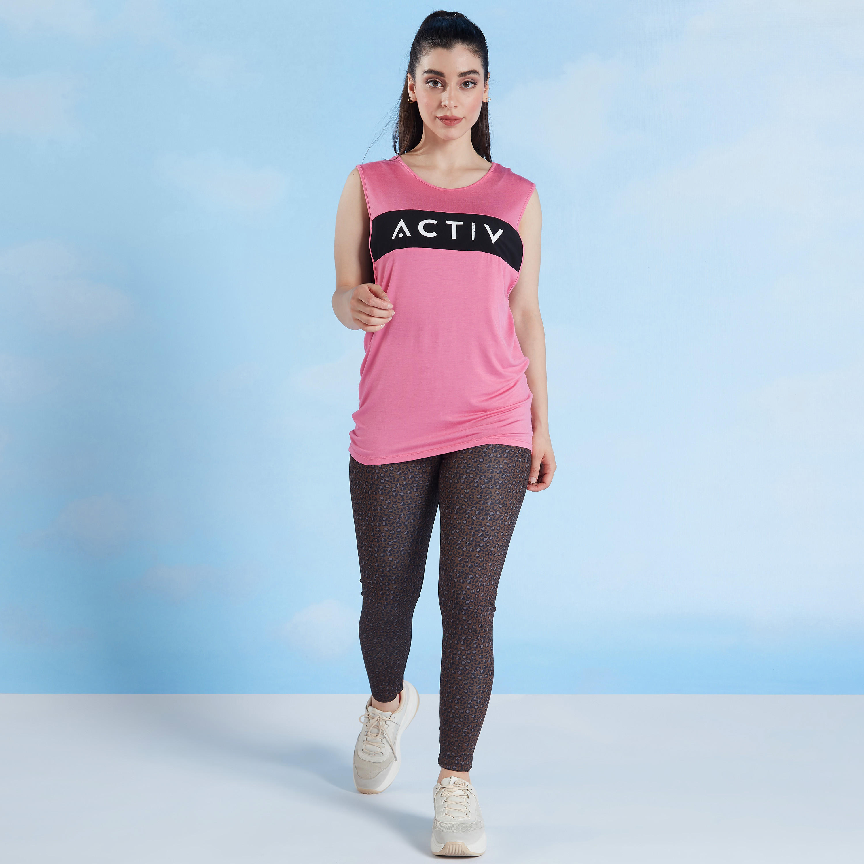 Printed Sleeveless T-shirt with Round Neck-women-clothing-sportswearandactivewear-tshirtsandvests-image-2