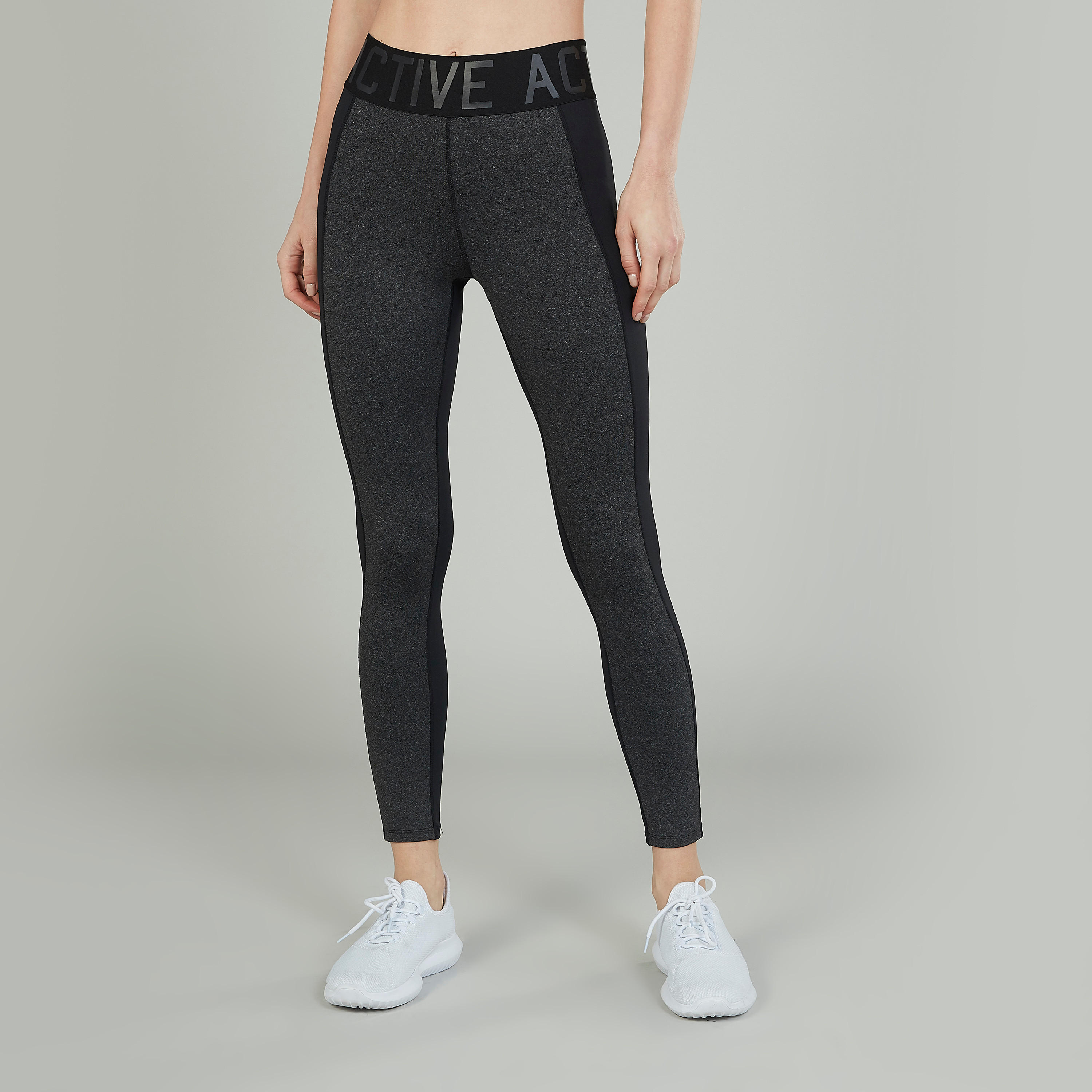 Plain Pants with Printed Wide Elasticised Waistband-women-clothing-sportswearandactivewear-bottoms-image-1