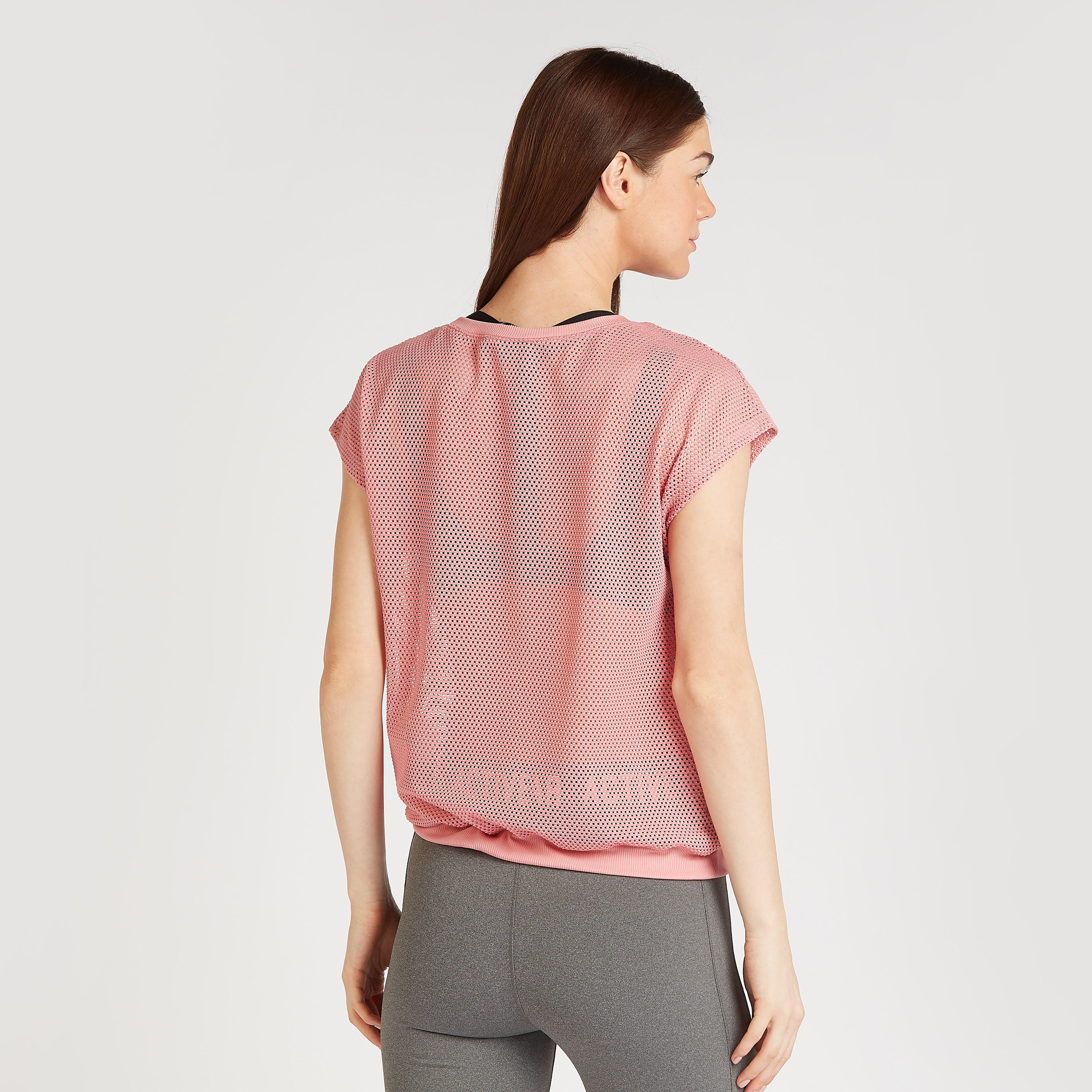Printed Mesh T-shirt with Round Neck and Drawstring-women-clothing-sportswearandactivewear-tshirtsandvests-image-4