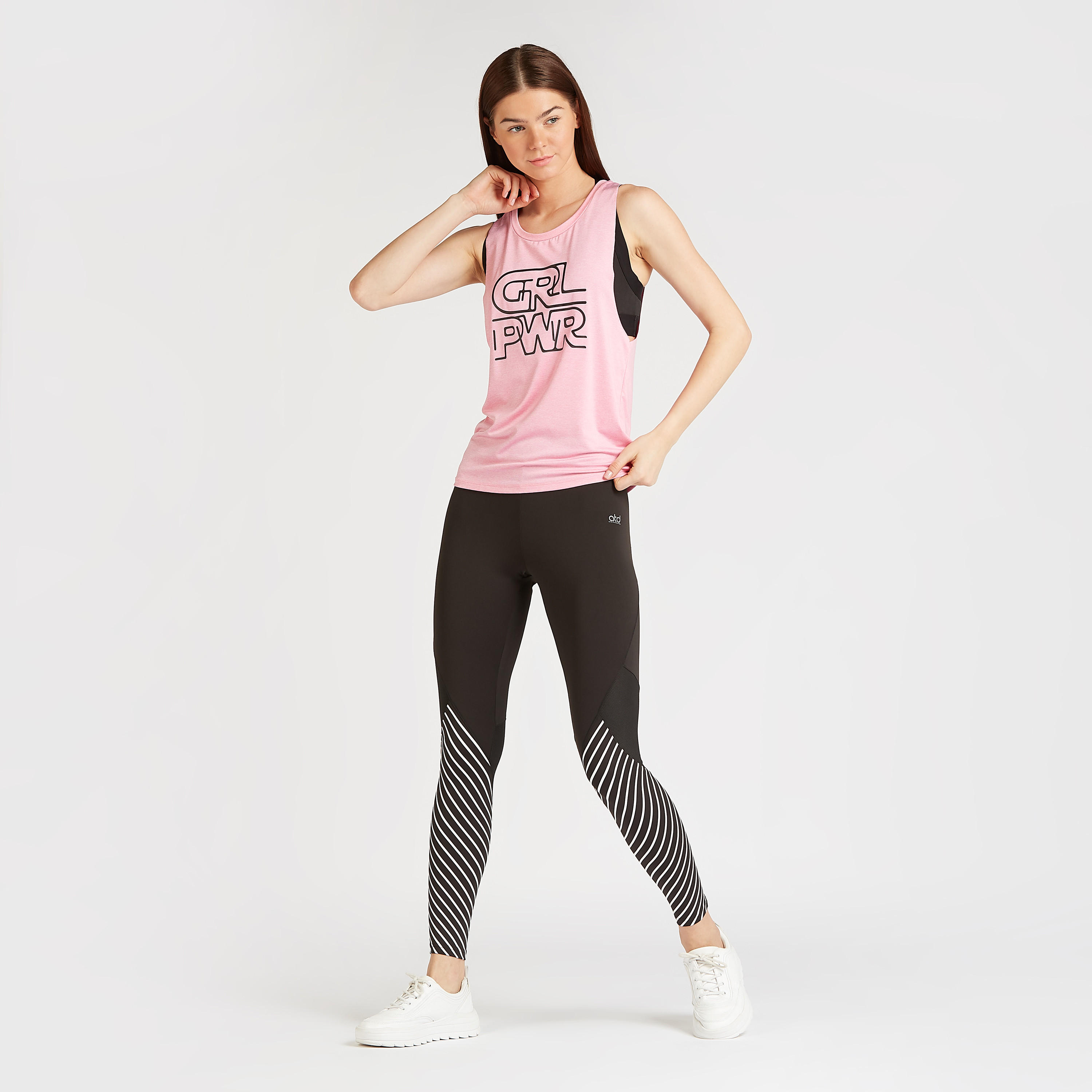 بنطلون ليقنز مخطط بخصر مطّاطي-women-clothing-bottoms-leggings-image-2
