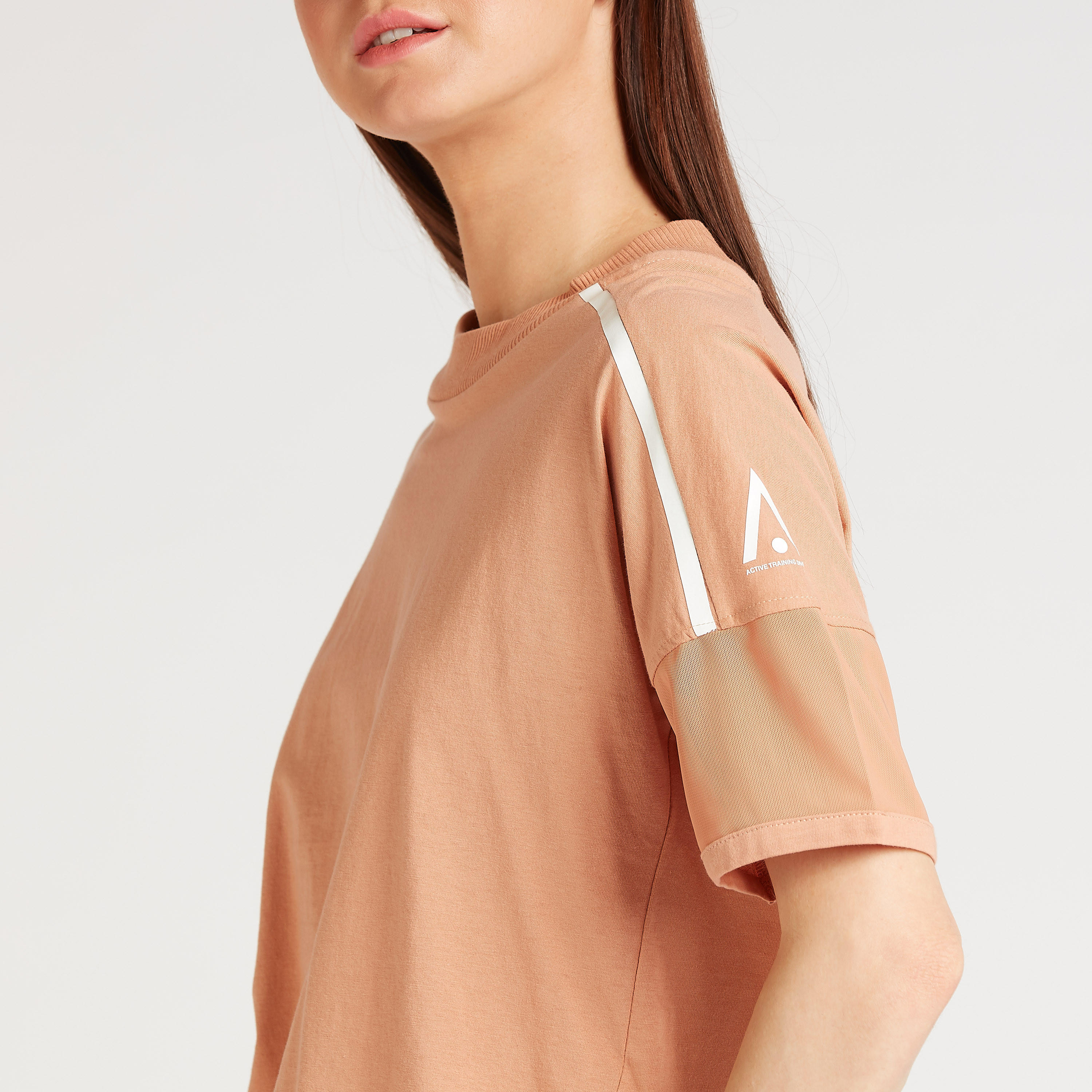 تيشيرت سادة بياقة مستديرة وأكمام قصيرة-women-clothing-sportswearandactivewear-tshirtsandvests-image-2