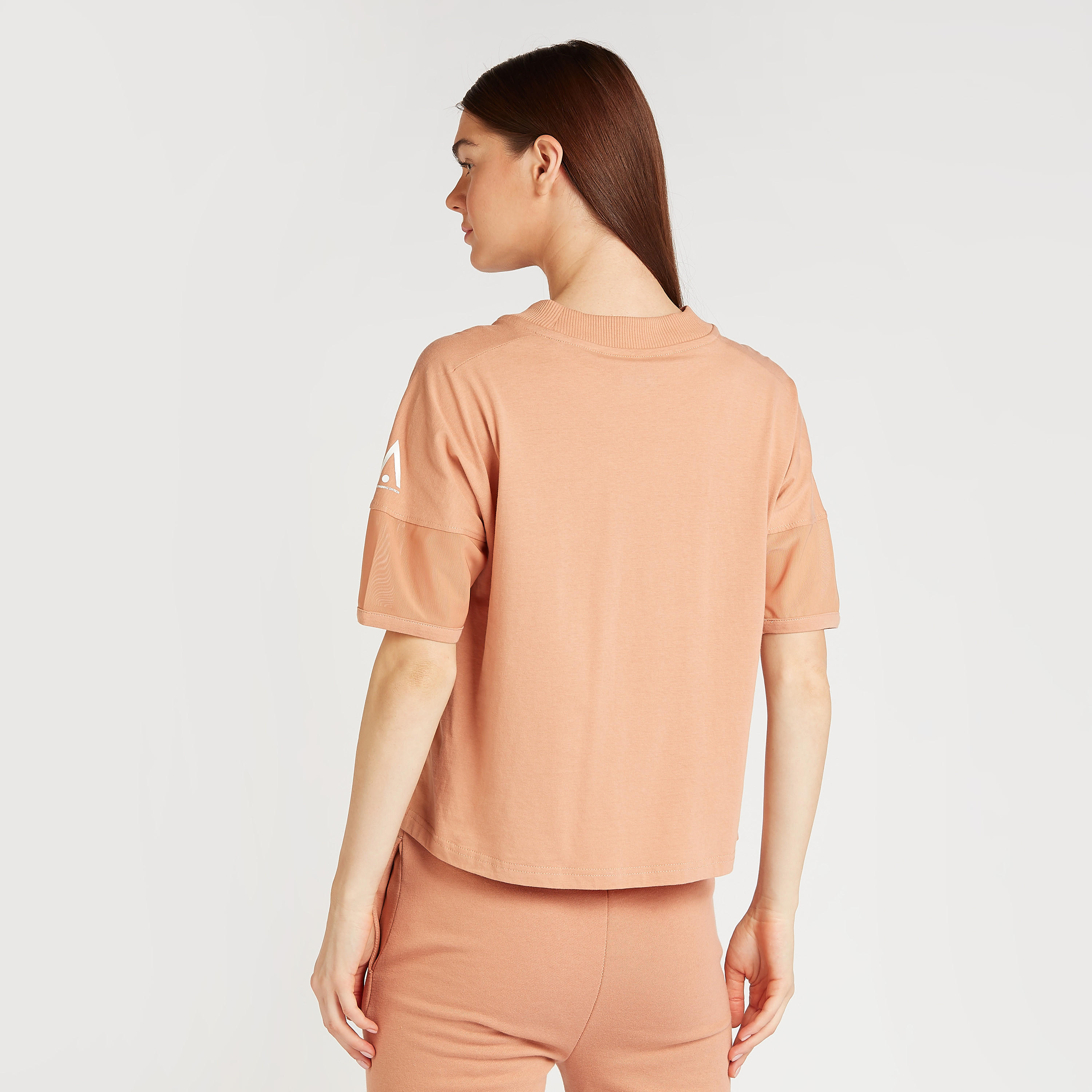 تيشيرت سادة بياقة مستديرة وأكمام قصيرة-women-clothing-sportswearandactivewear-tshirtsandvests-image-1