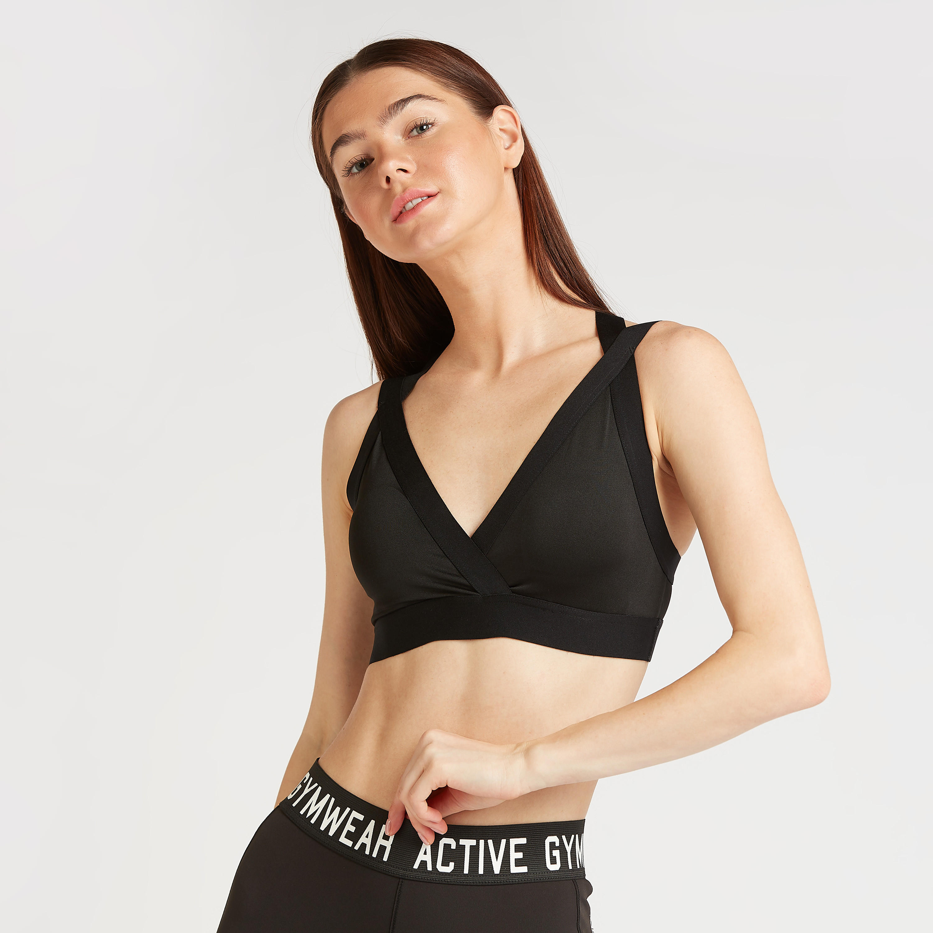 Solid Sports Bra with Elasticised Straps-sports-women-clothing-sportsbras-image-1