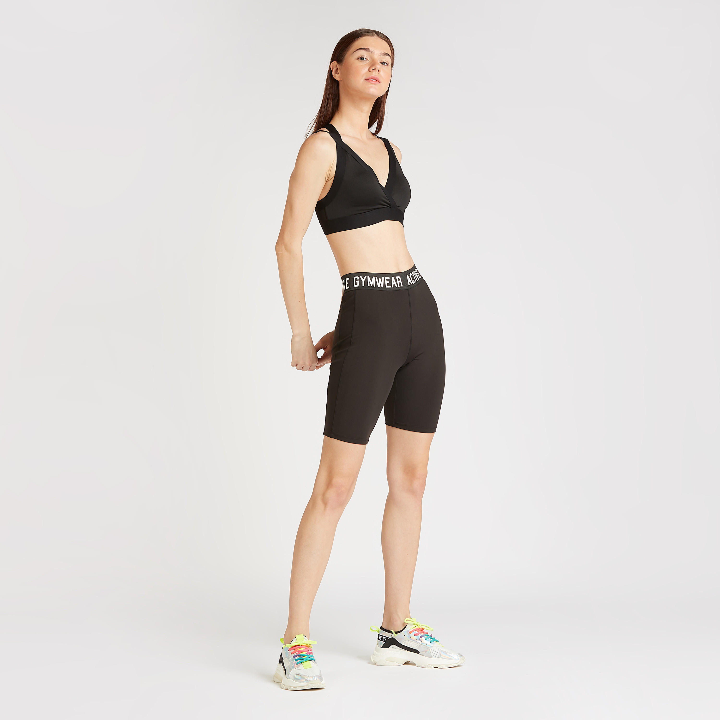 Solid Sports Bra with Elasticised Straps-sports-women-clothing-sportsbras-image-2