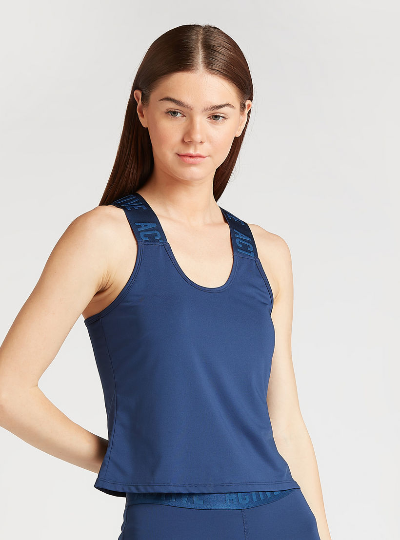 سترة سادة دون أكمام بياقة عميقة وظهر ريسر بأحزمة وطبعات-women-clothing-sportswearandactivewear-tshirtsandvests-image-4