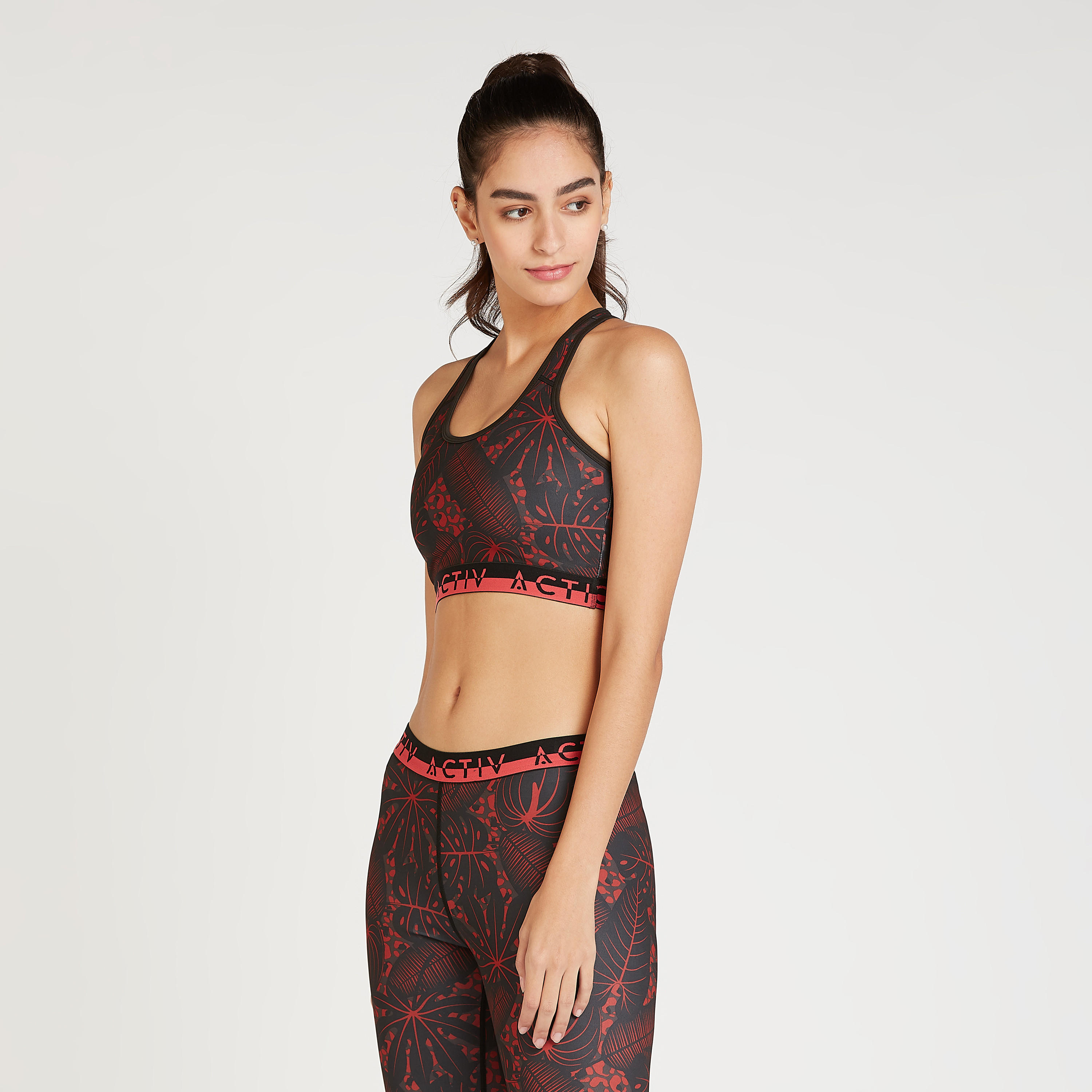صدريّة رياضيّة بياقة عميقة وظهر ريسر وطبعات-sports-women-clothing-sportsbras-image-1