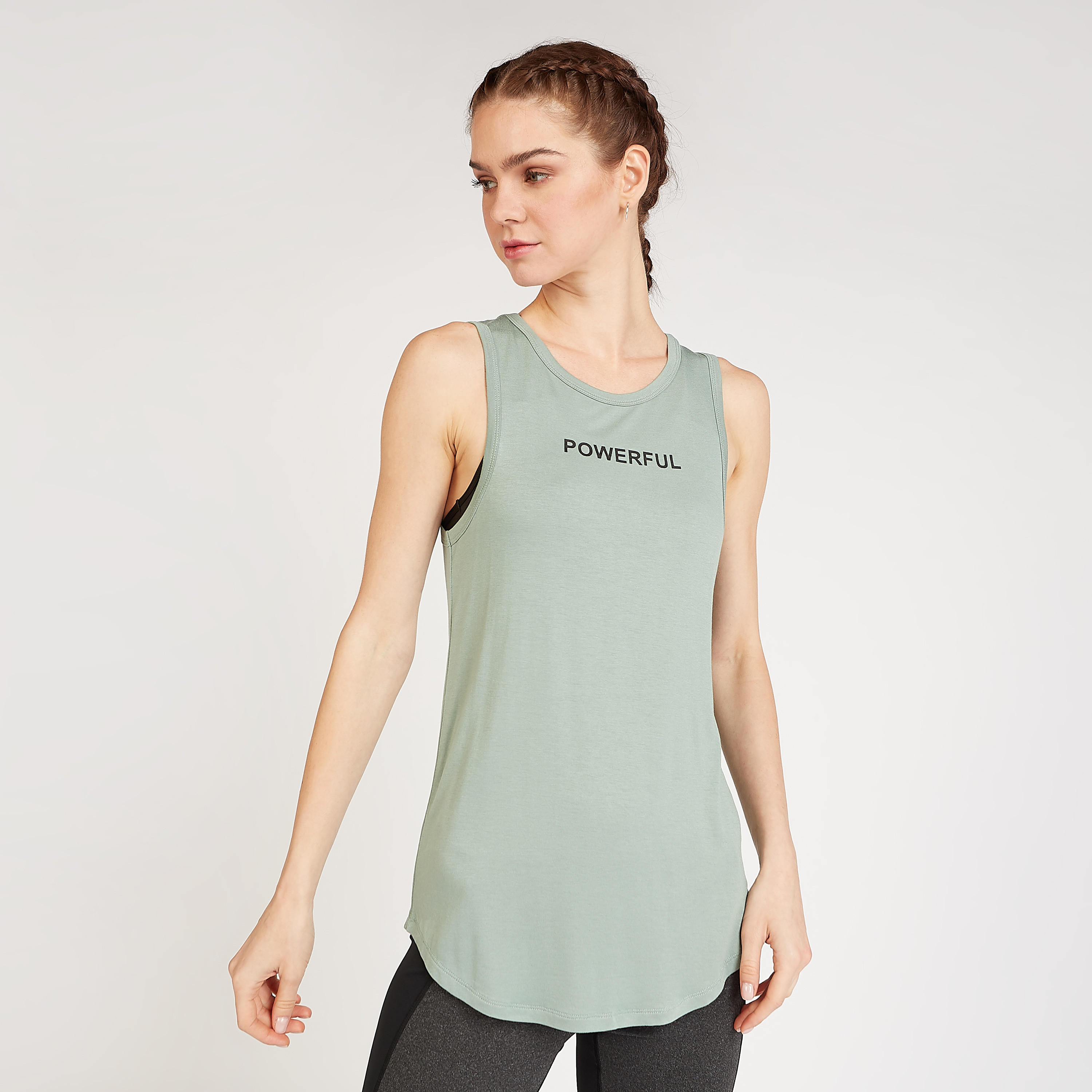 فيست مستدام دون أكمام بياقة مستديرة وطبعات تايبوجرافيك-women-clothing-sportswearandactivewear-tshirtsandvests-image-1