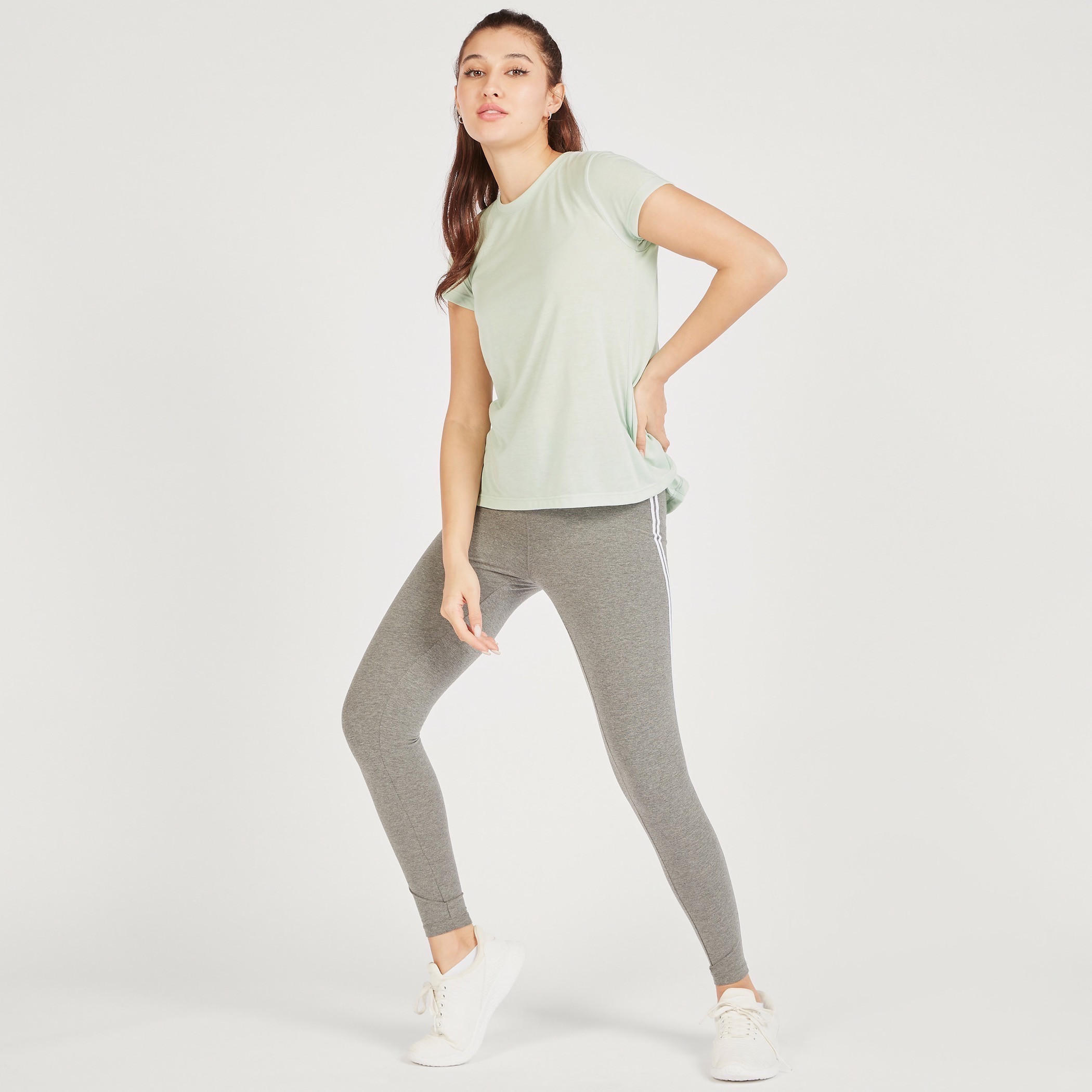 Solid T-shirt with Crew Neck and Short Sleeves-women-clothing-sportswearandactivewear-tshirtsandvests-image-2