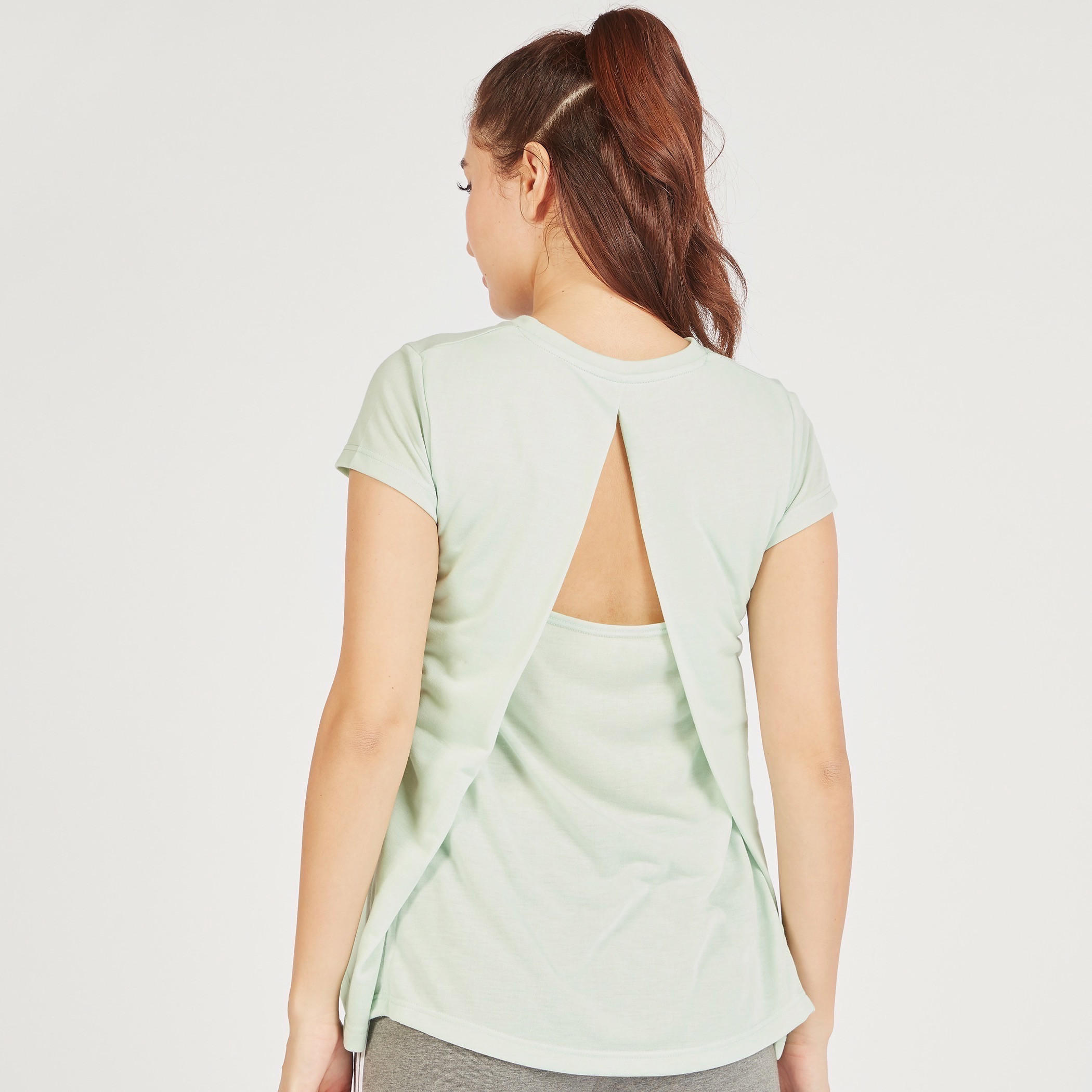 Solid T-shirt with Crew Neck and Short Sleeves-women-clothing-sportswearandactivewear-tshirtsandvests-image-3