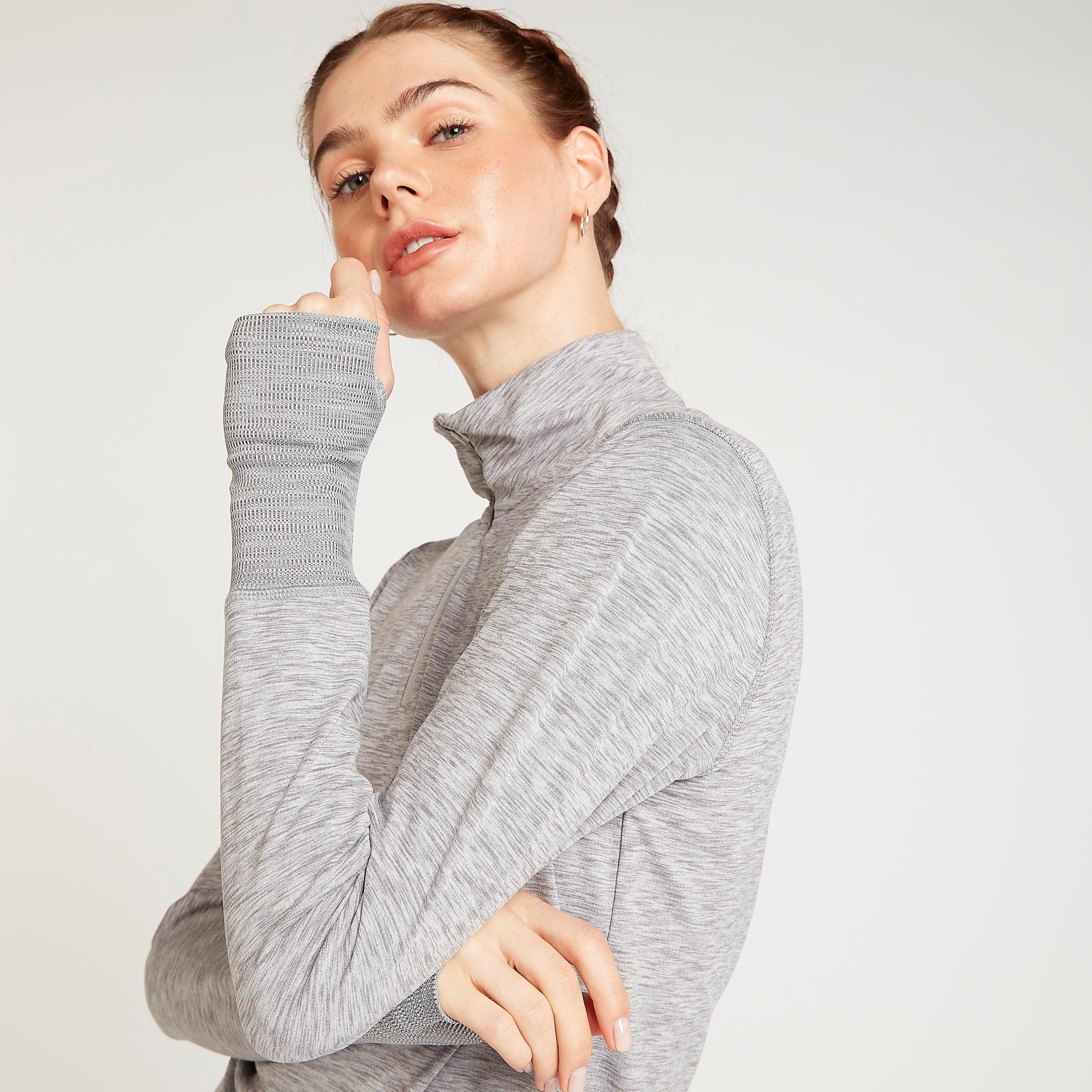 سويت شيرت بياقة عالية وسحاب وأكمام قفاز بدون أصابع-women-clothing-sportswearandactivewear-hoodiesandsweatshirts-image-1