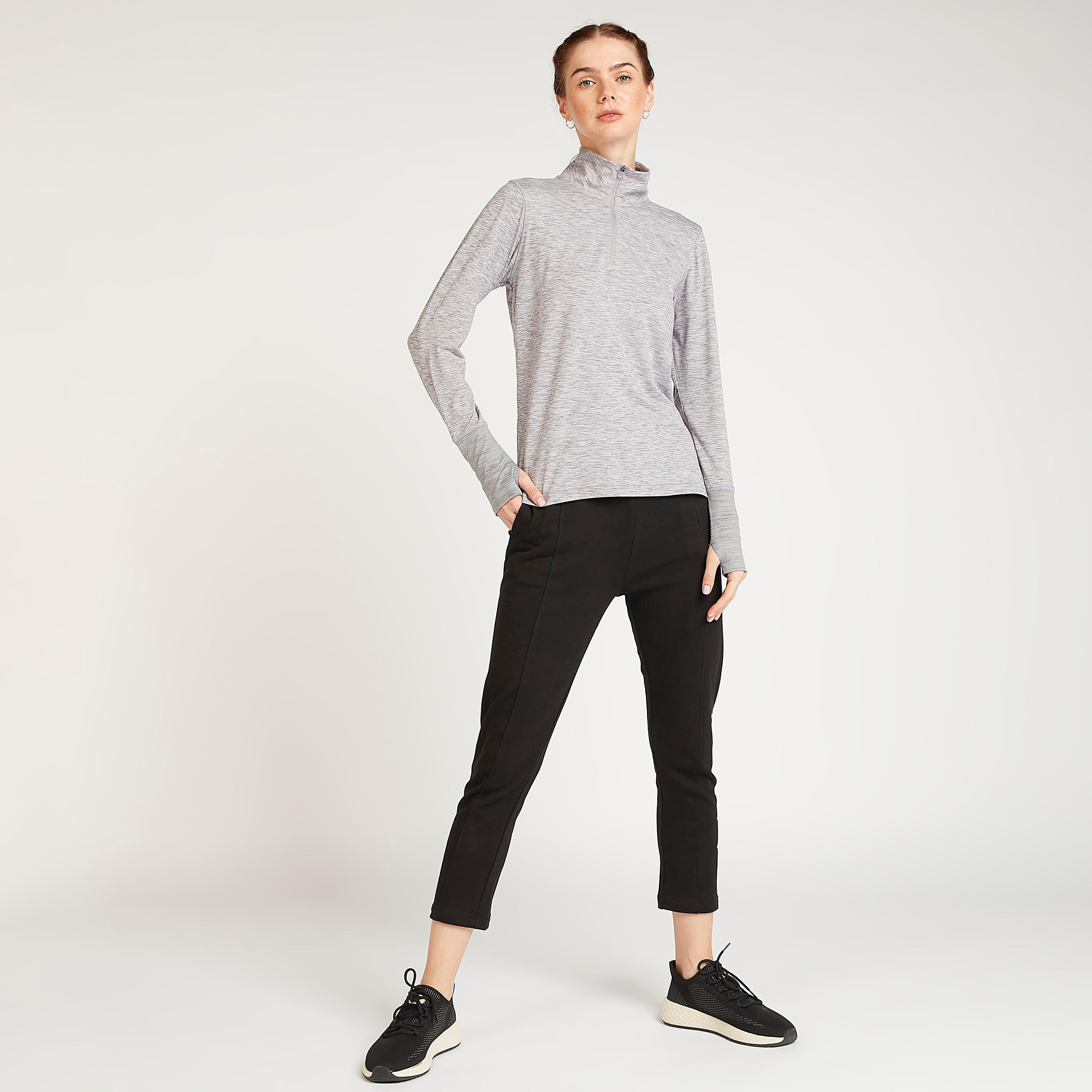 سويت شيرت بياقة عالية وسحاب وأكمام قفاز بدون أصابع-women-clothing-sportswearandactivewear-hoodiesandsweatshirts-image-2