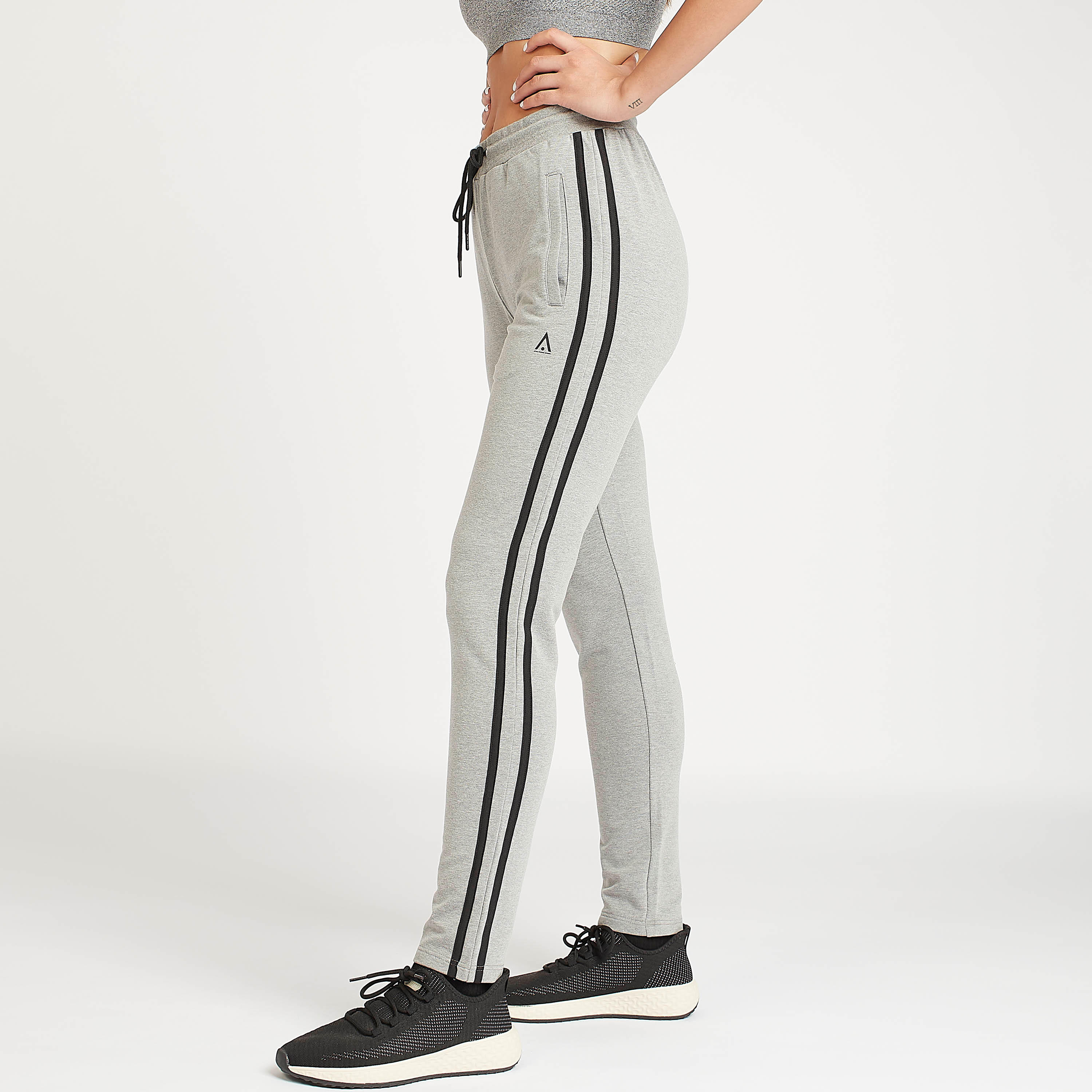 Solid Track Pants with Tape Detail-women-clothing-sportswearandactivewear-bottoms-image-1