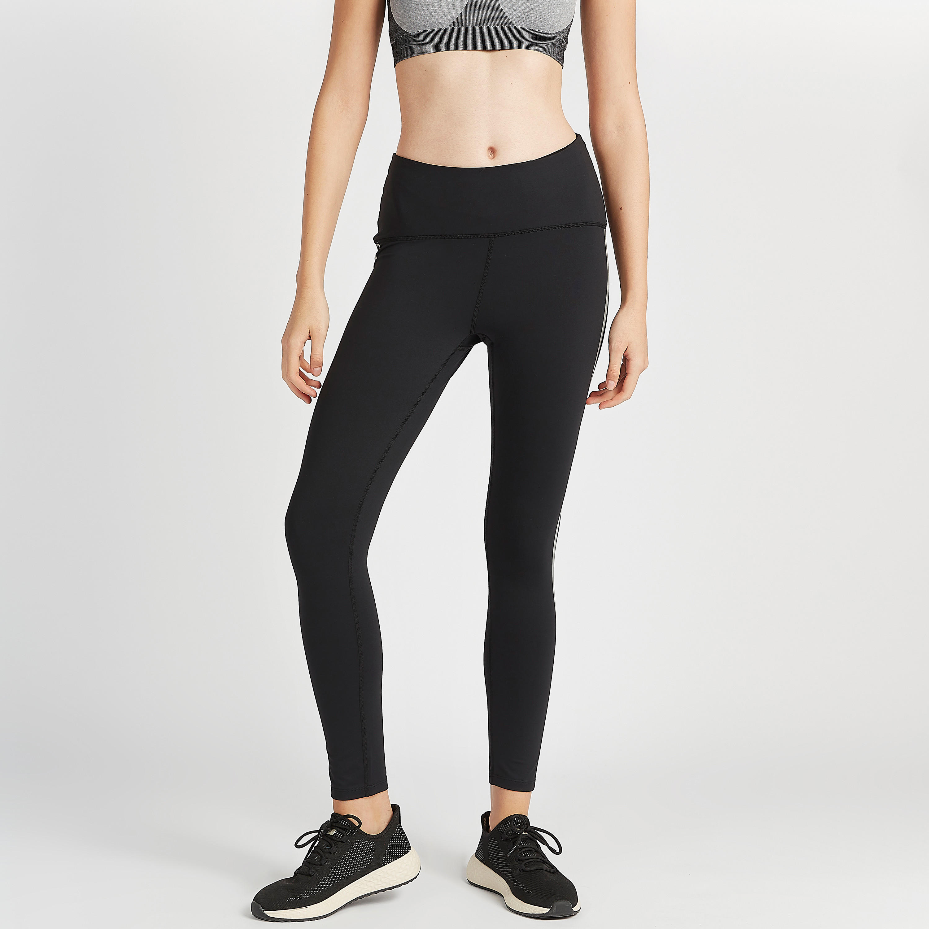 Solid Leggings with Tape Detail and Elasticated Waistband-women-clothing-bottoms-leggings-image-1