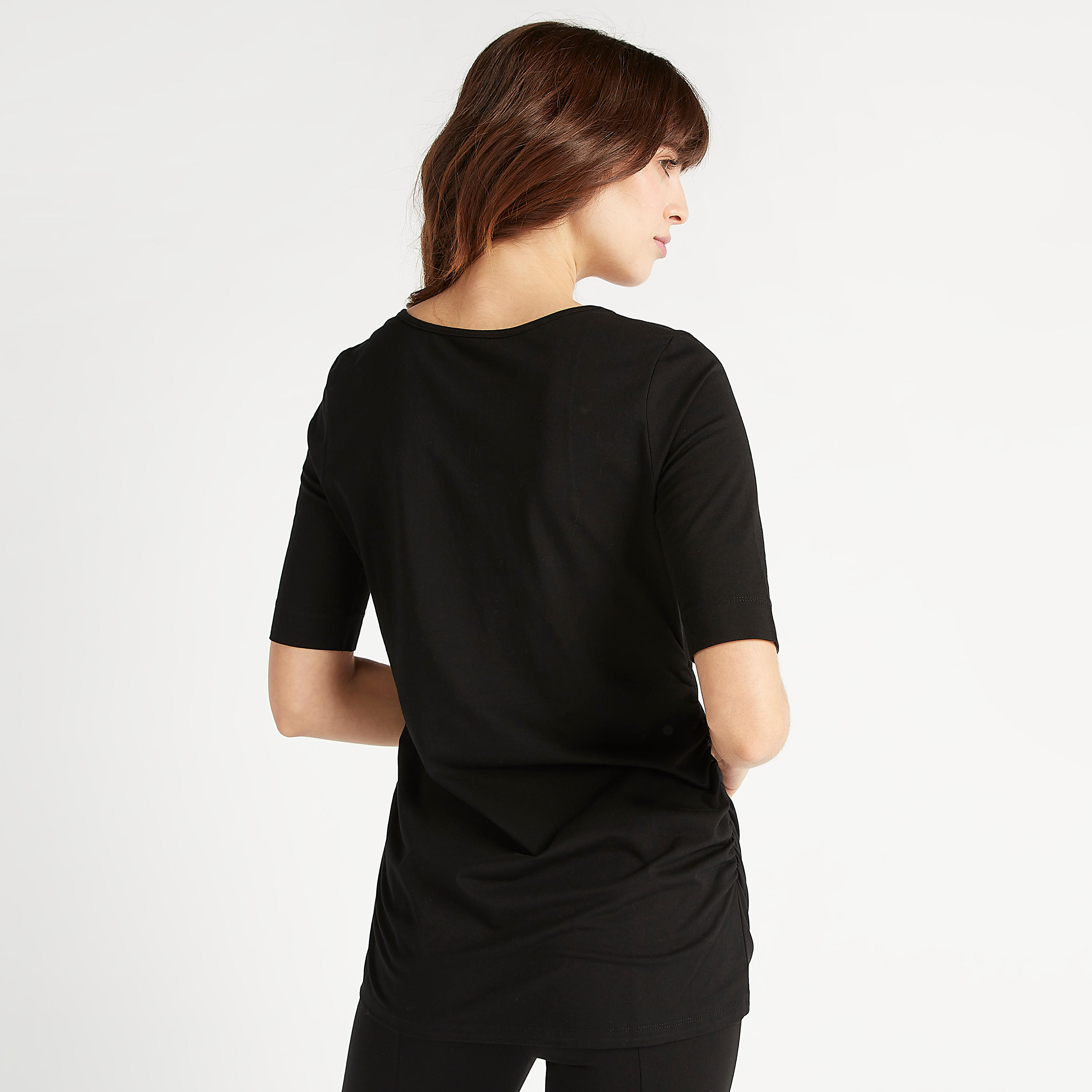 Solid V-neck T-shirt with Short Sleeves-women-clothing-sportswearandactivewear-tshirtsandvests-image-4