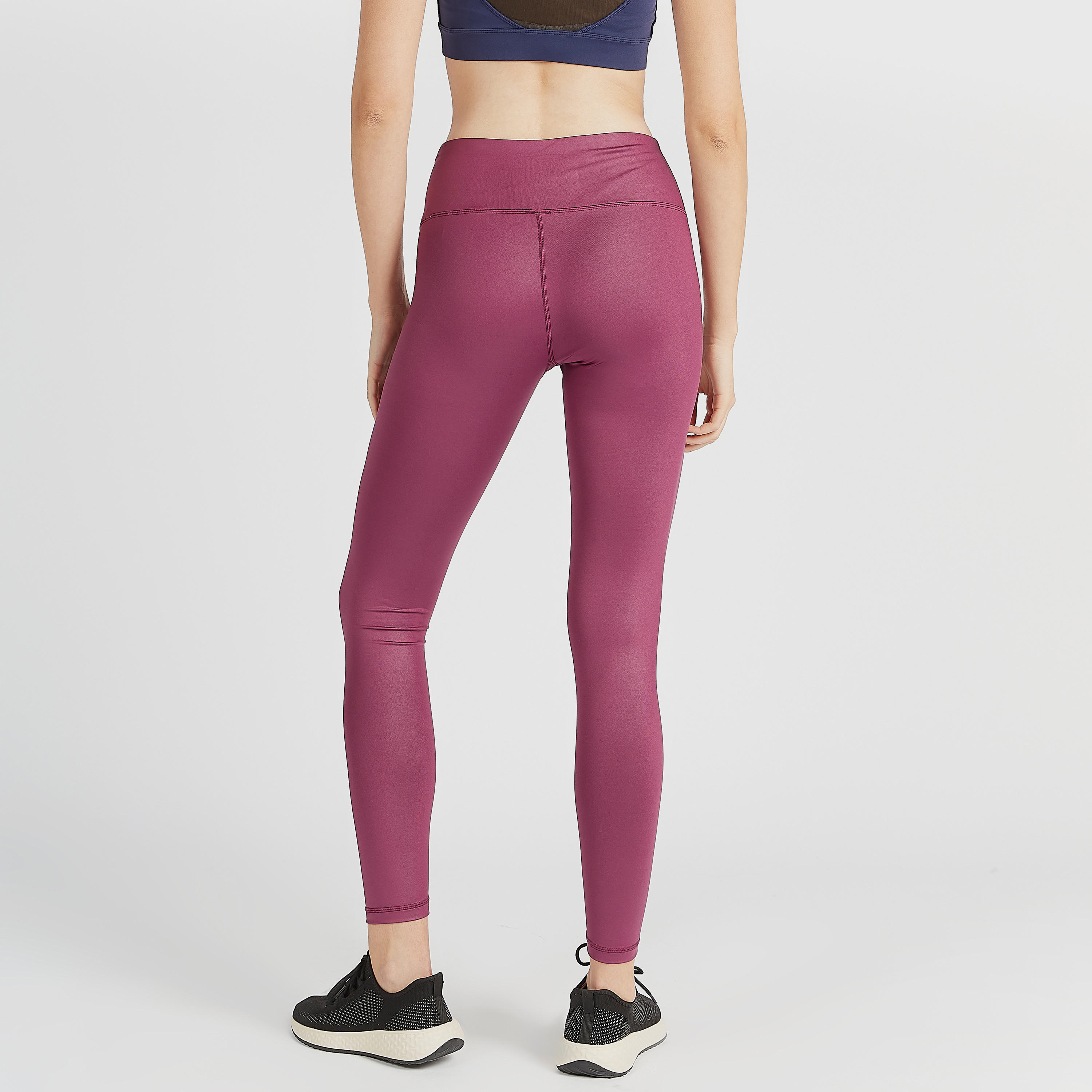 بنطلون ليقنز سادة بخصر مطّاطي مرتفع-women-clothing-bottoms-leggings-image-2