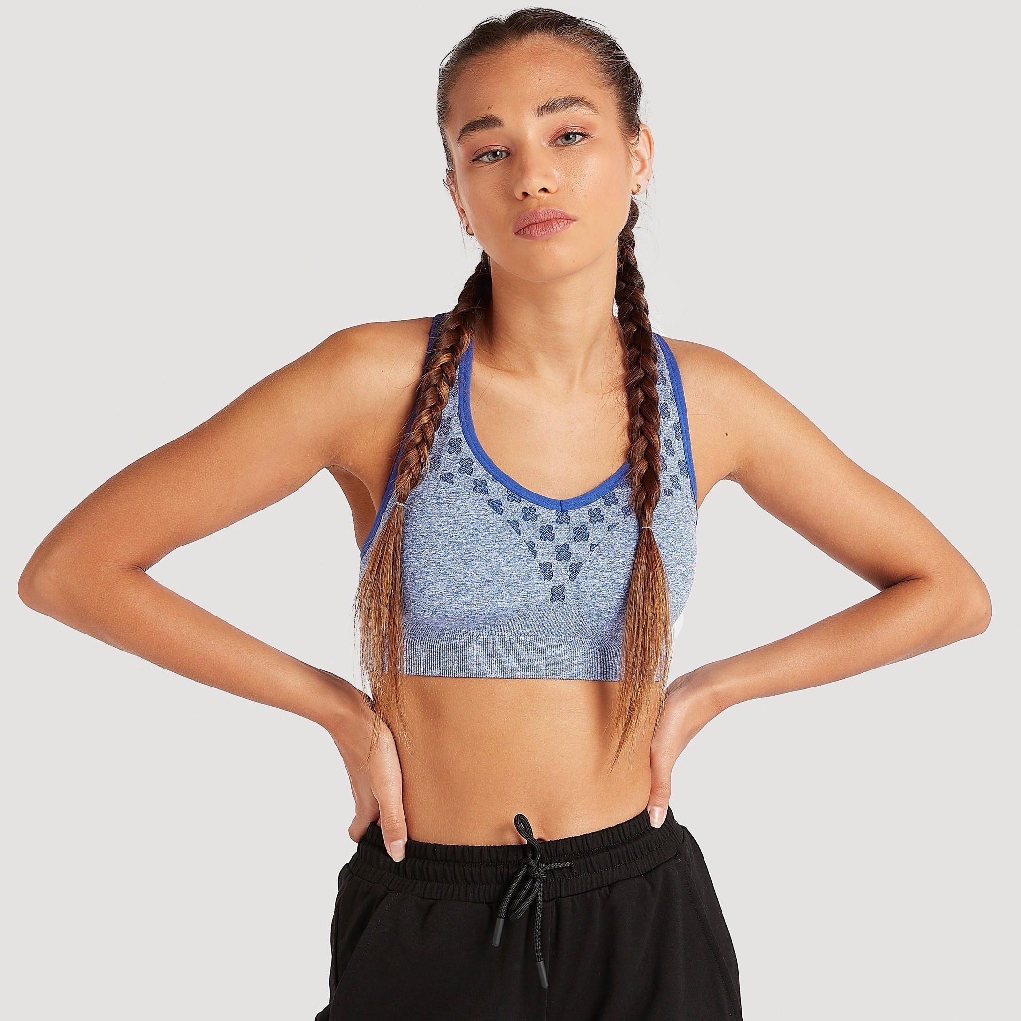 Printed Seamless Sports Bra with Racerback-sports-women-clothing-sportsbras-image-5