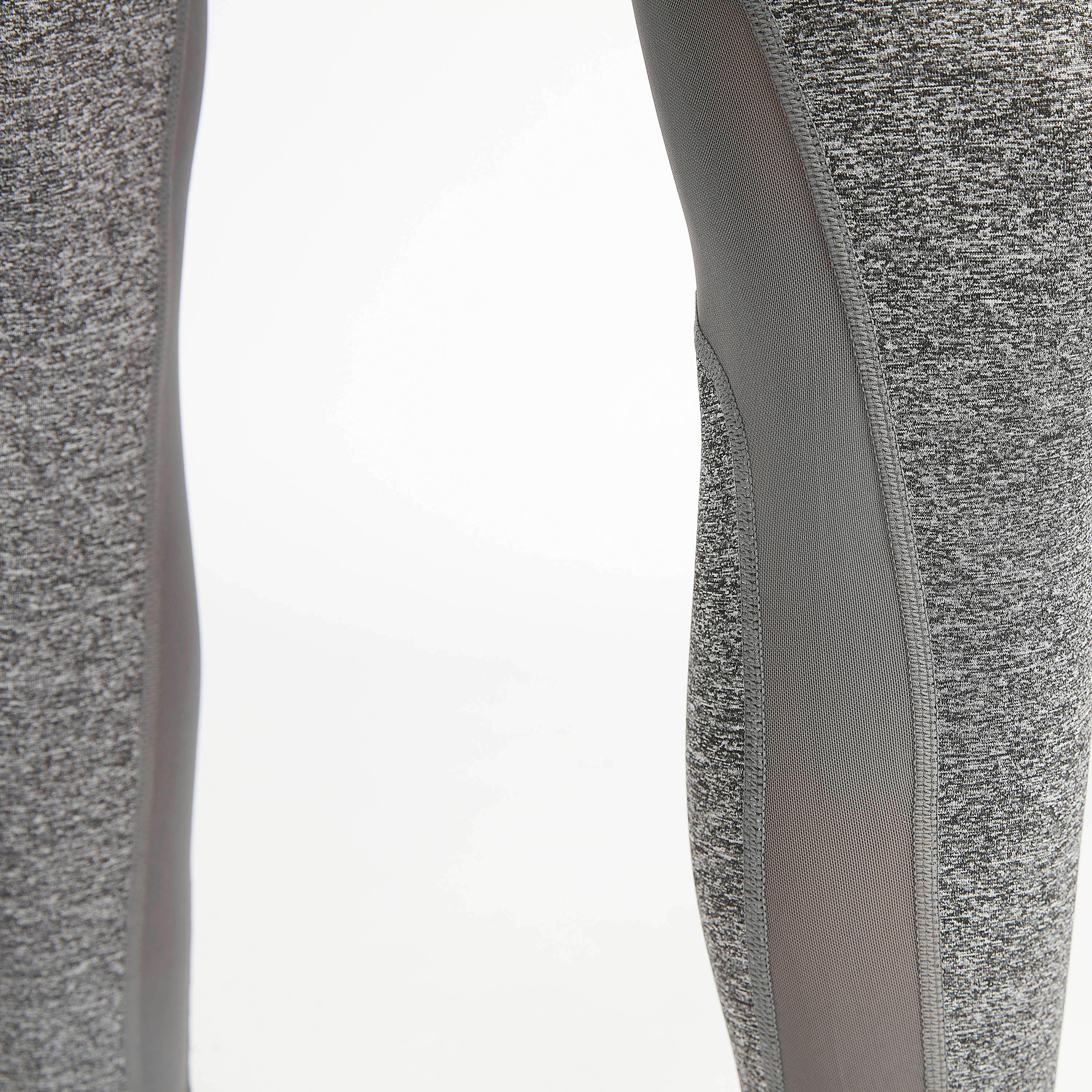بنطلون ليقنز سادة بخصر مرتفع وتفاصيل شبكية-women-clothing-bottoms-leggings-image-1