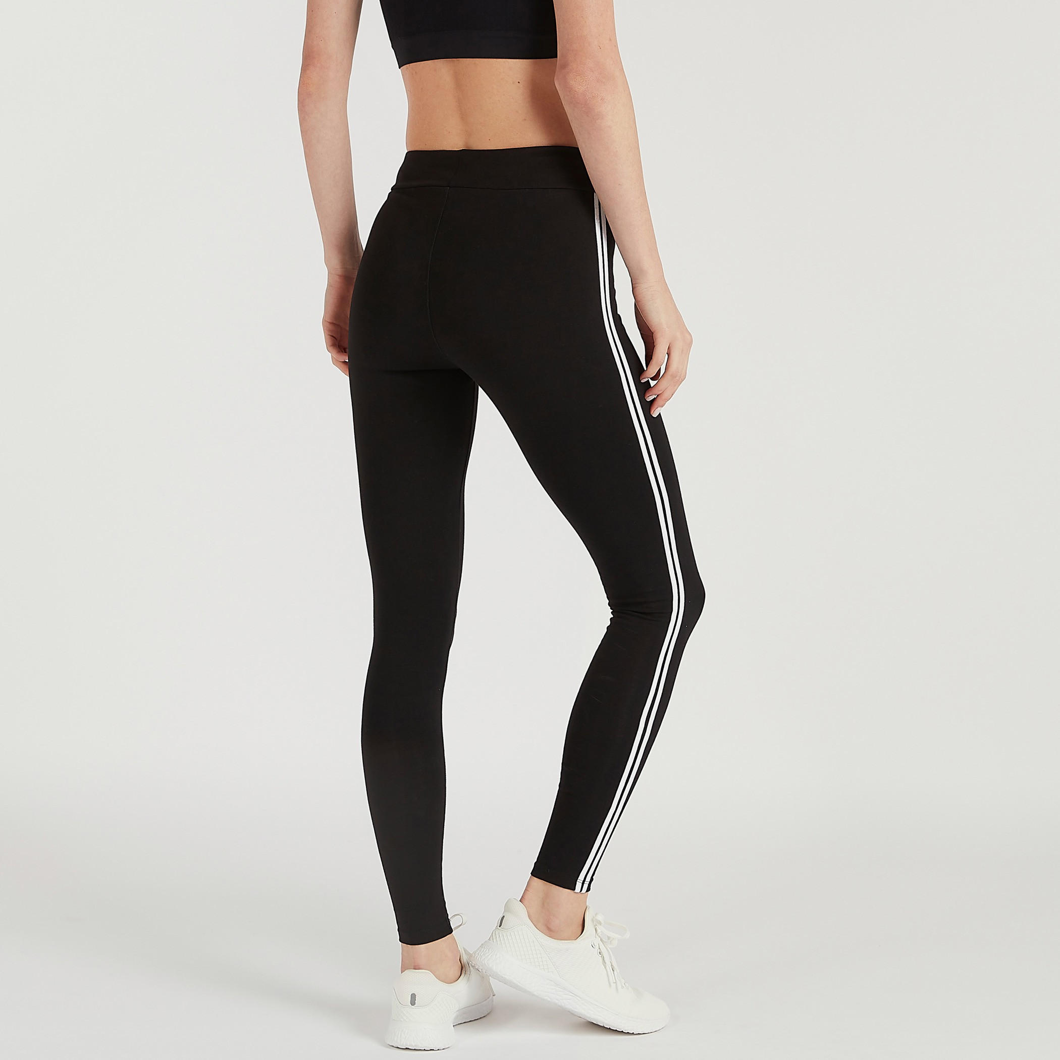 بنطلون سادة بتفاصيل شريطة وخصر مطّاطي-women-clothing-bottoms-leggings-image-4