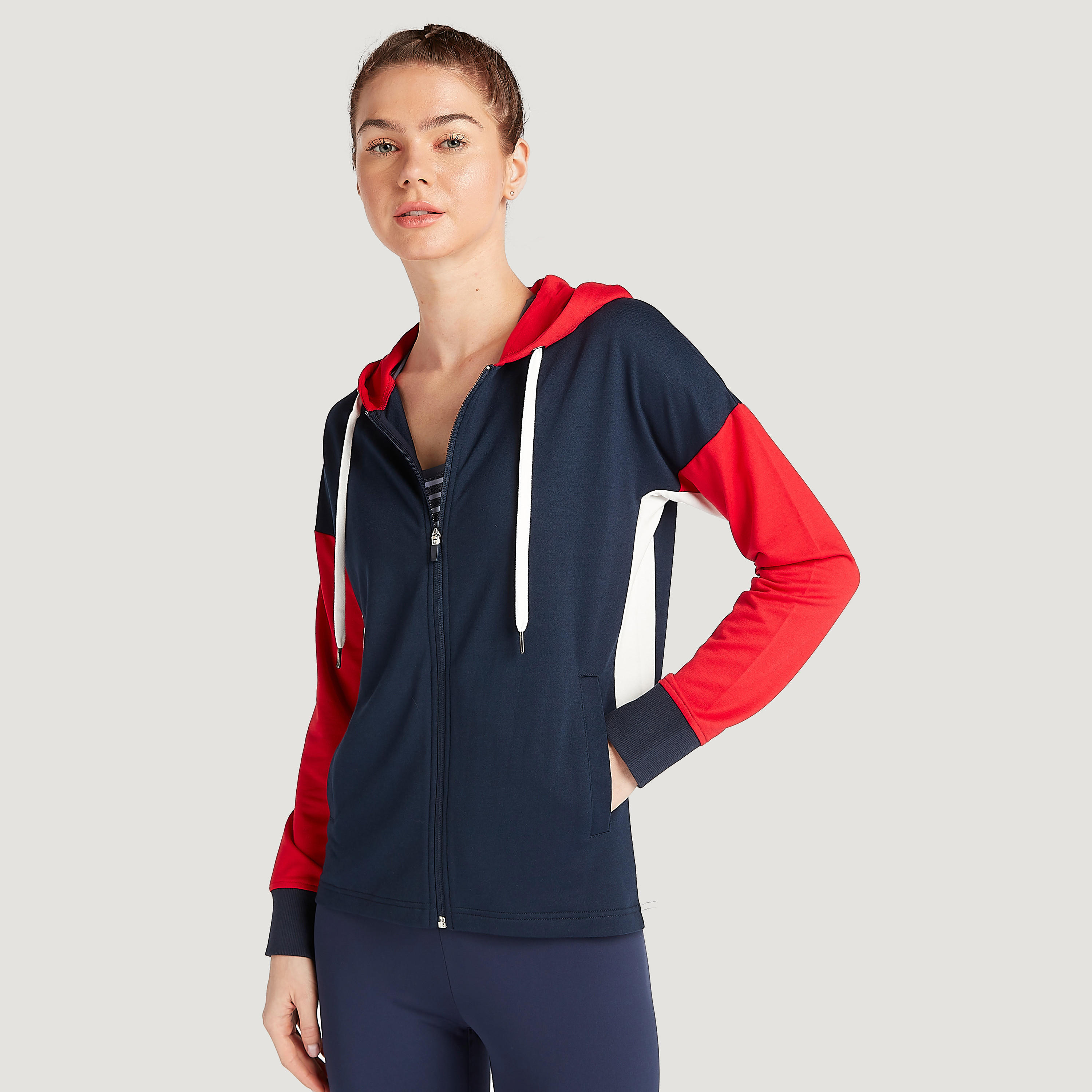 Solid Zip Through Hoodie with Long Sleeves and Pockets-women-clothing-sportswearandactivewear-hoodiesandsweatshirts-image-1