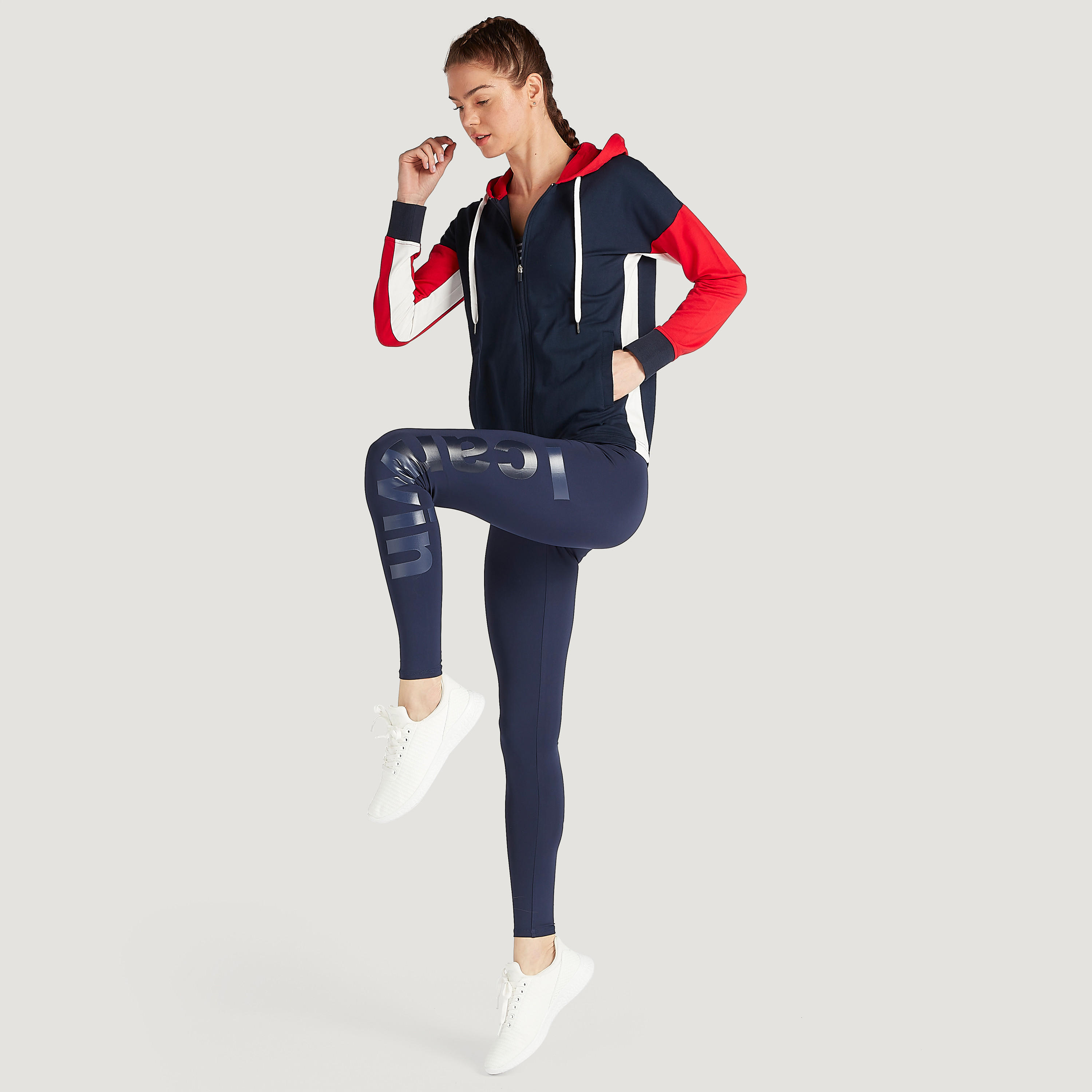 Solid Zip Through Hoodie with Long Sleeves and Pockets-women-clothing-sportswearandactivewear-hoodiesandsweatshirts-image-2