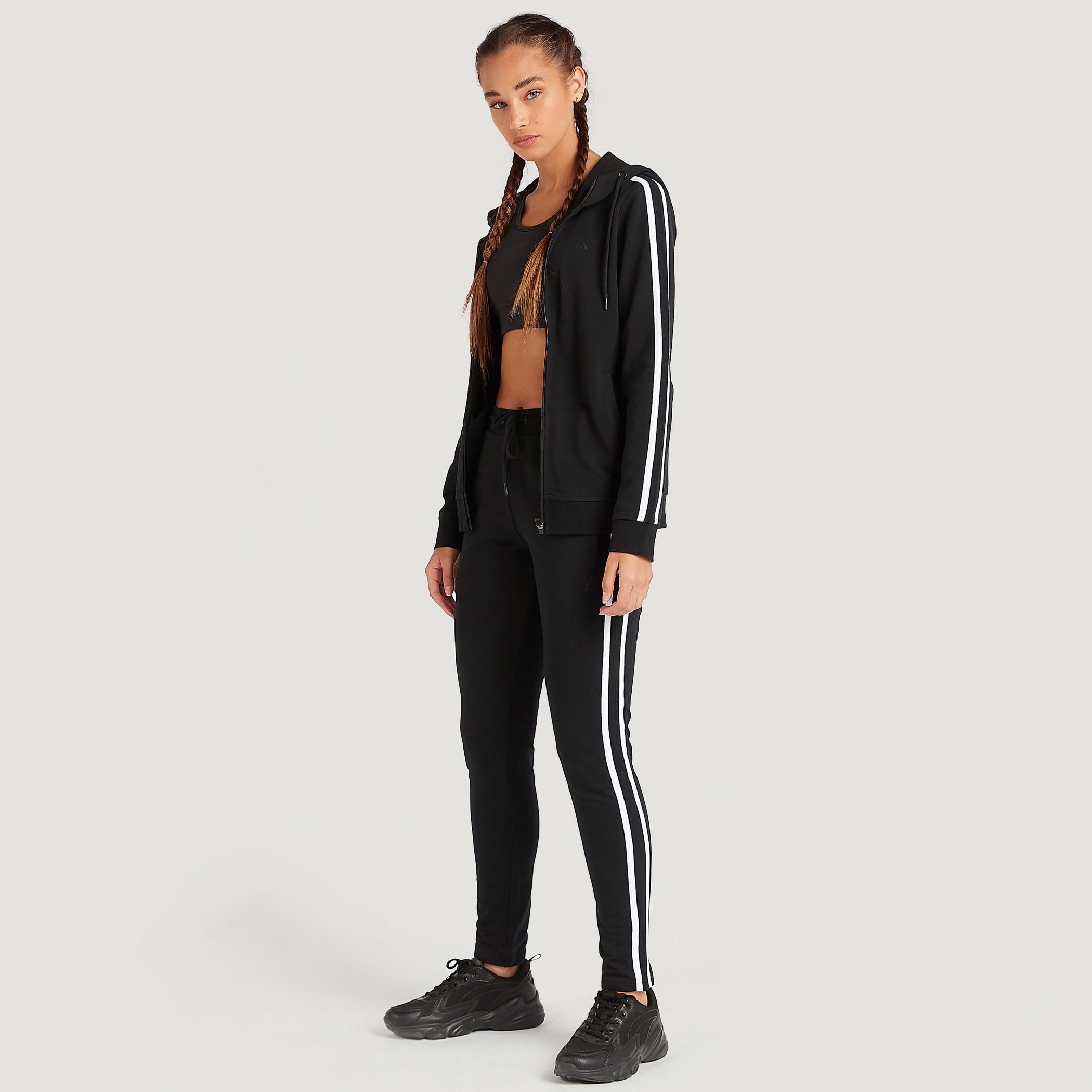 Solid Zip Through Hooded Jacket with Long Sleeves-women-clothing-sportswearandactivewear-hoodiesandsweatshirts-image-2