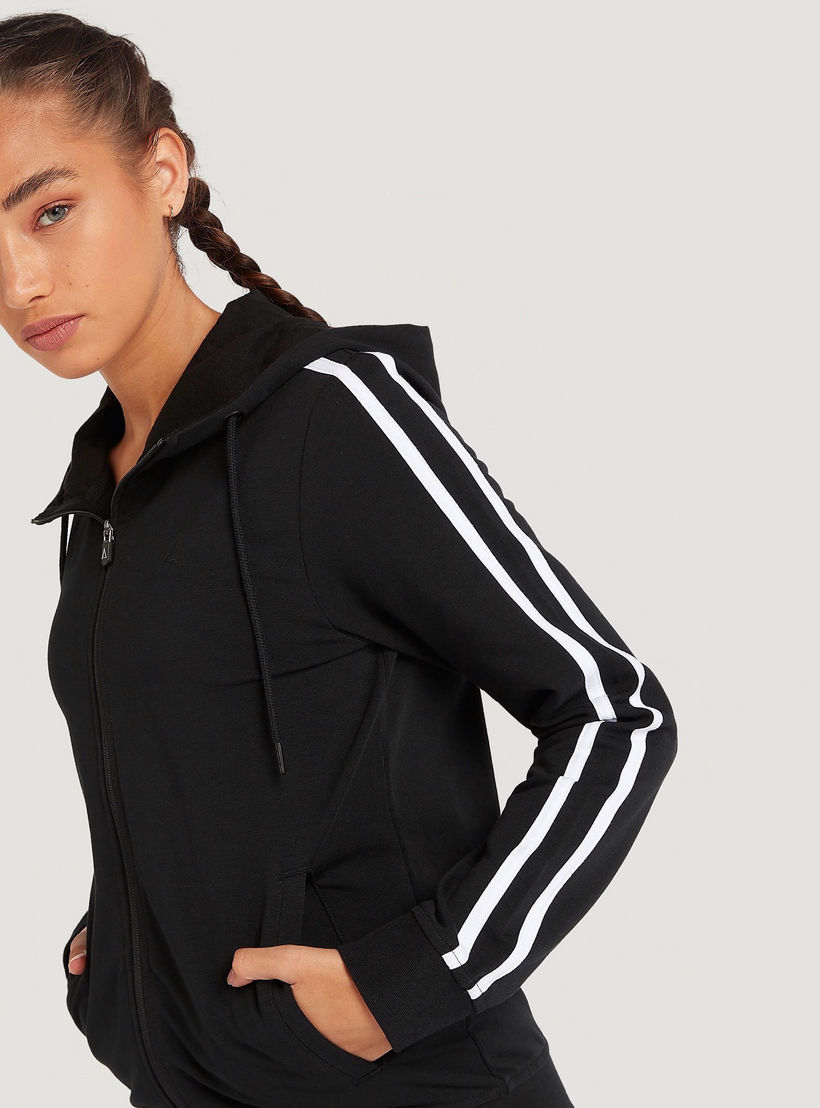 Solid Zip Through Hooded Jacket with Long Sleeves-women-clothing-sportswearandactivewear-hoodiesandsweatshirts-image-3