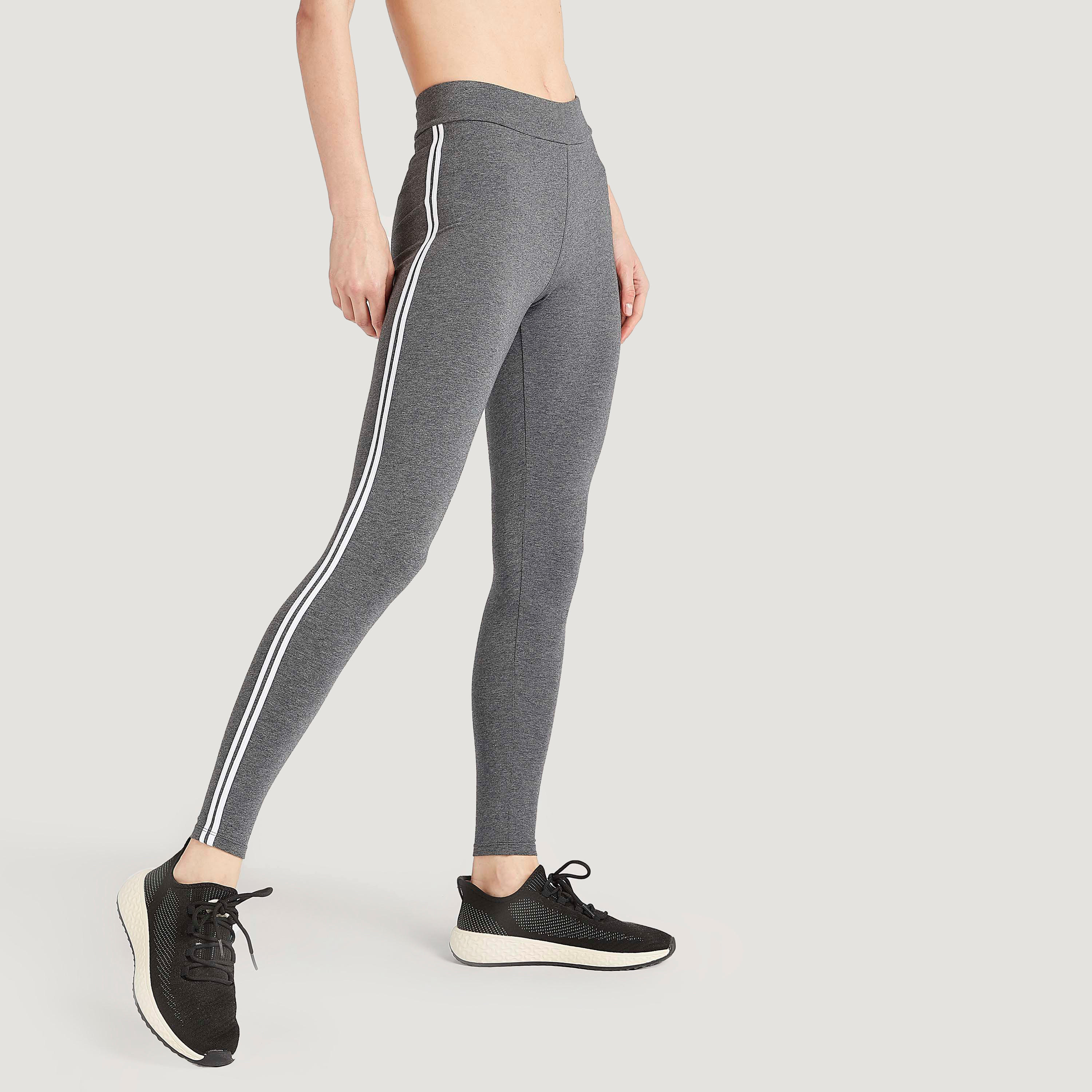 Solid Leggings with Elasticated Waistband and Tape Detail-women-clothing-bottoms-leggings-image-1