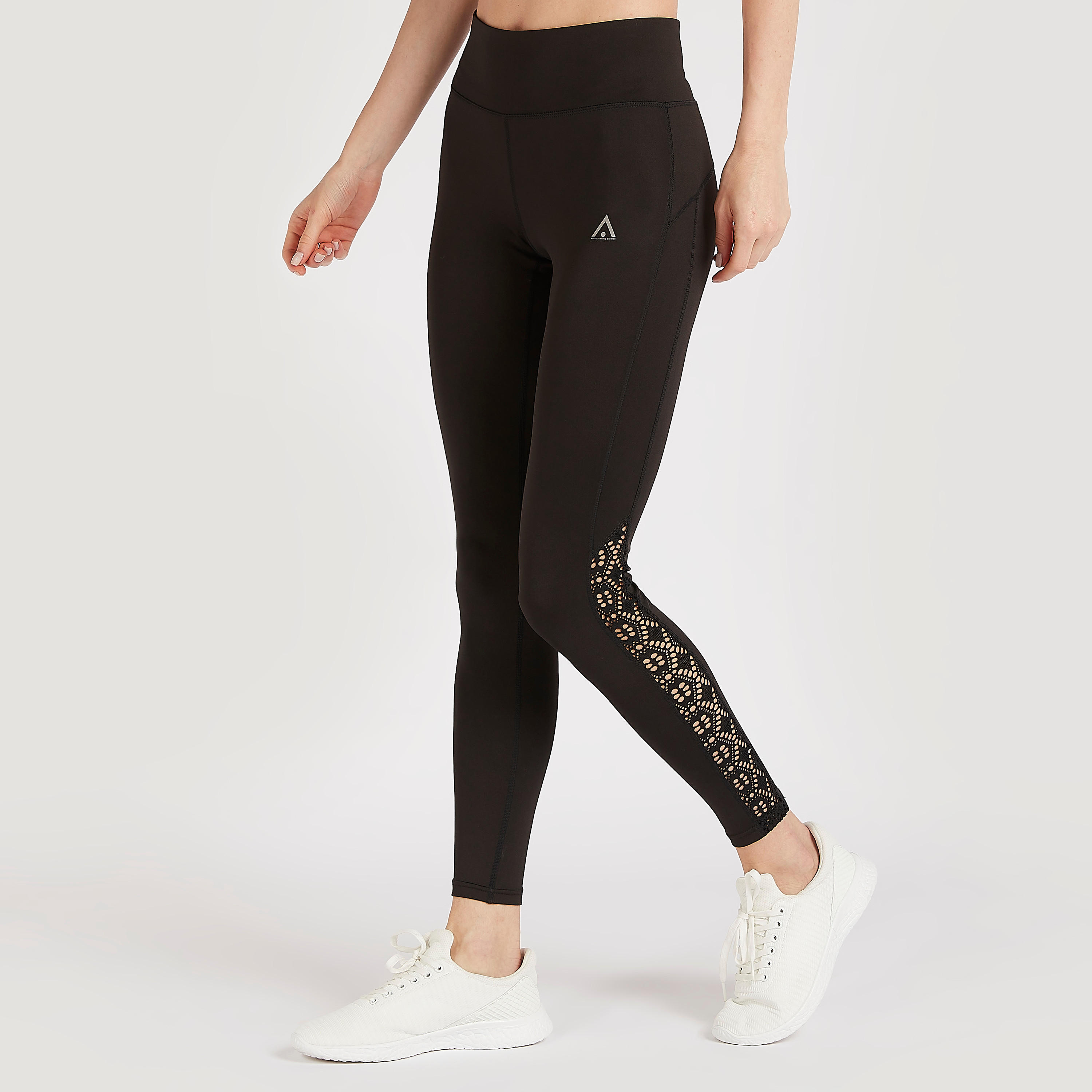 بنطلون ليقنز بخصر مطّاطي وألواح جانبيّة بتصاميم مفرّغة-women-clothing-bottoms-leggings-image-1