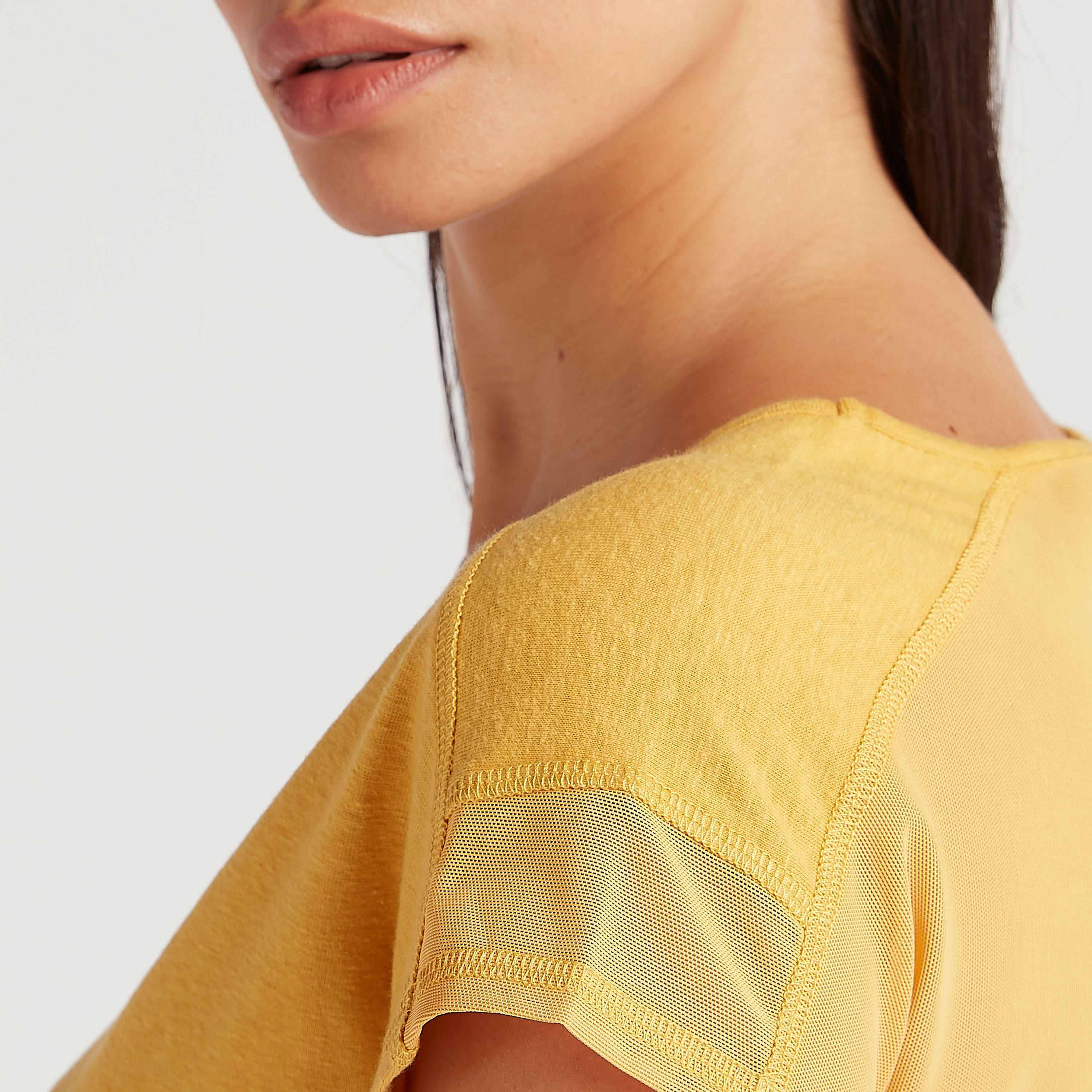Solid Round Neck T-shirt with Cap Sleeves and Mesh Detail-women-clothing-sportswearandactivewear-tshirtsandvests-image-3