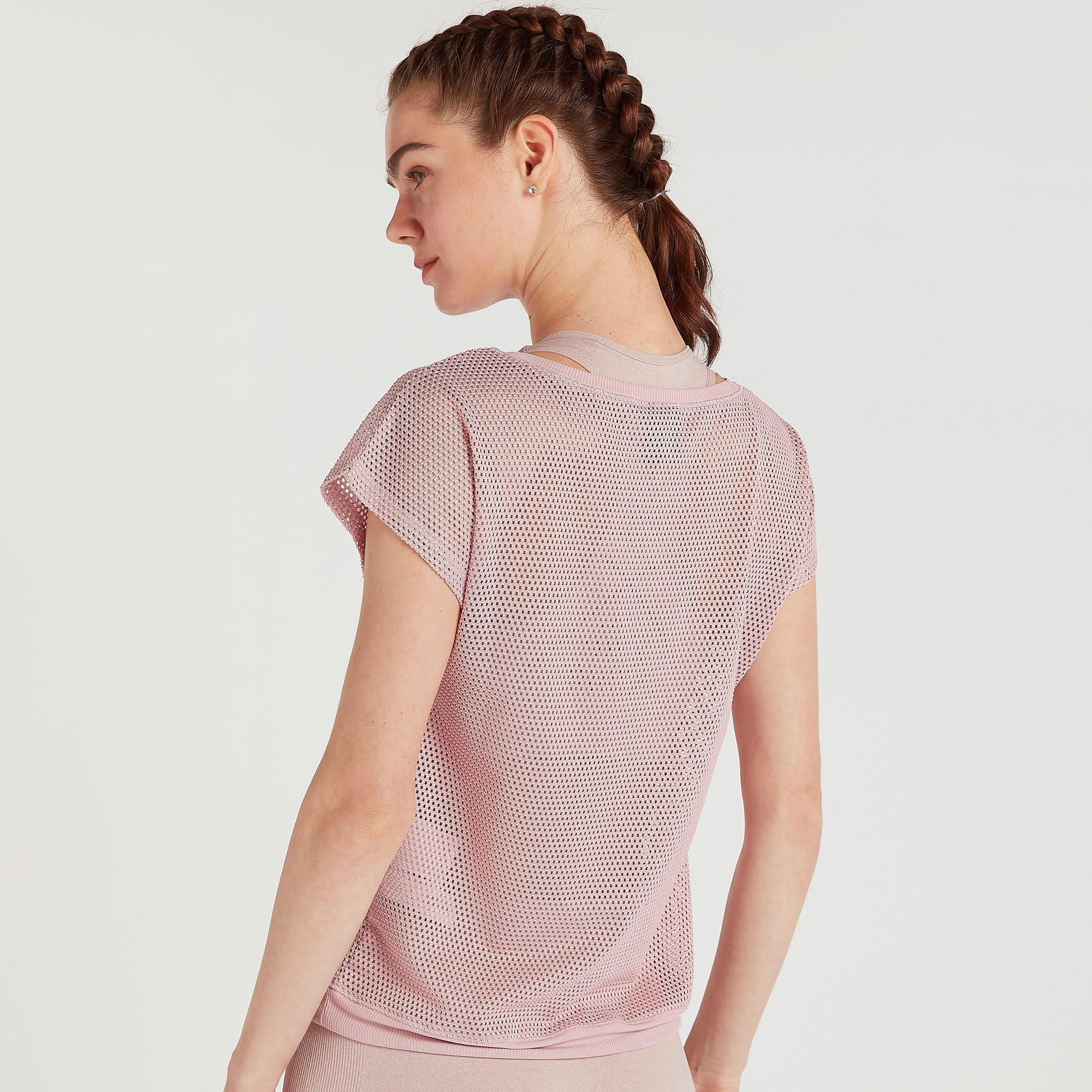 Printed Mesh T-shirt with Cap Sleeves and Round Neck-women-clothing-sportswearandactivewear-tshirtsandvests-image-4