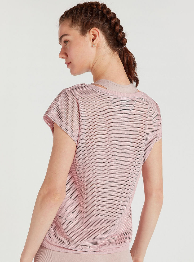 Printed Mesh T-shirt with Cap Sleeves and Round Neck-women-clothing-sportswearandactivewear-tshirtsandvests-image-4