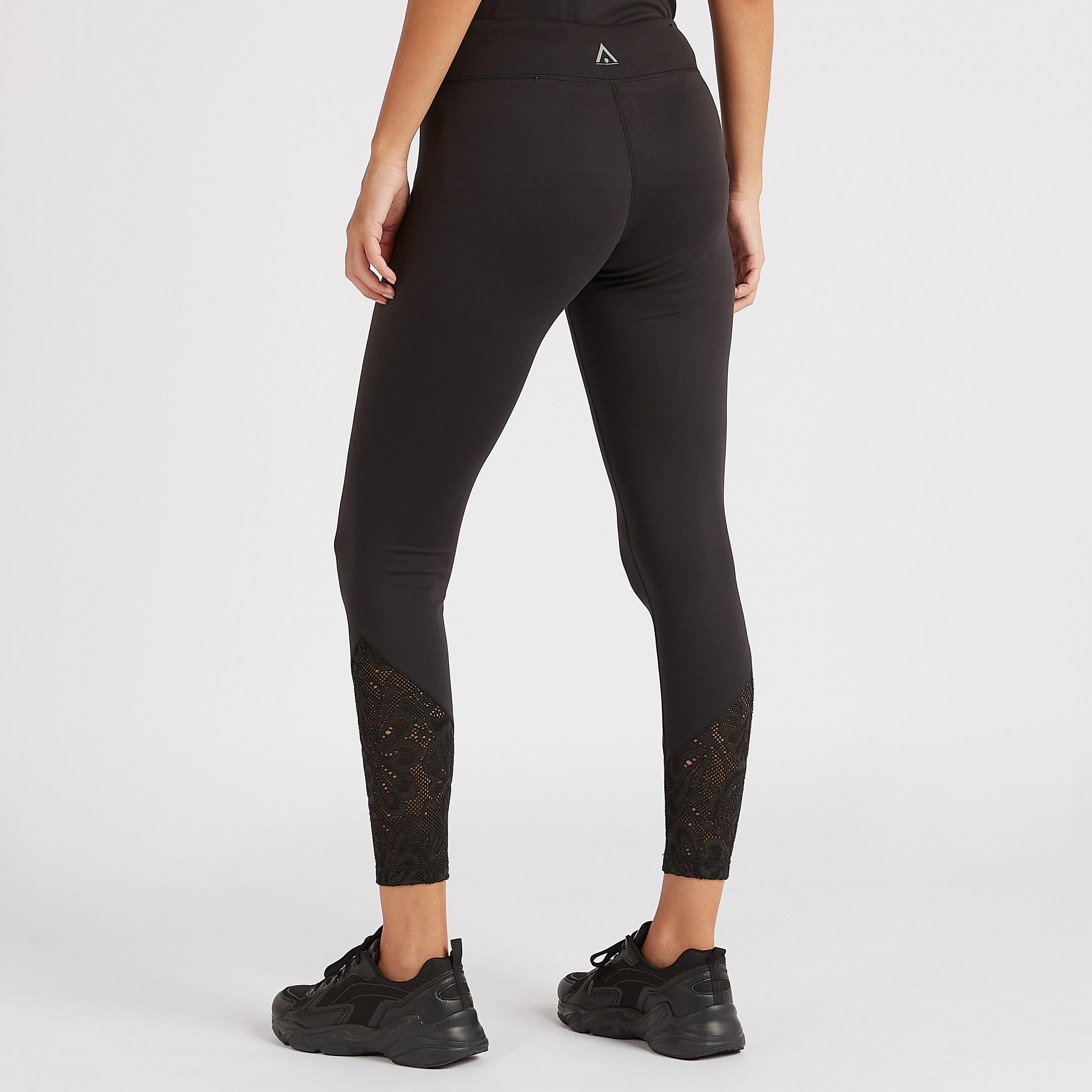 Solid Lace Detailed Leggings with Elasticated Waistband-women-clothing-bottoms-leggings-image-5