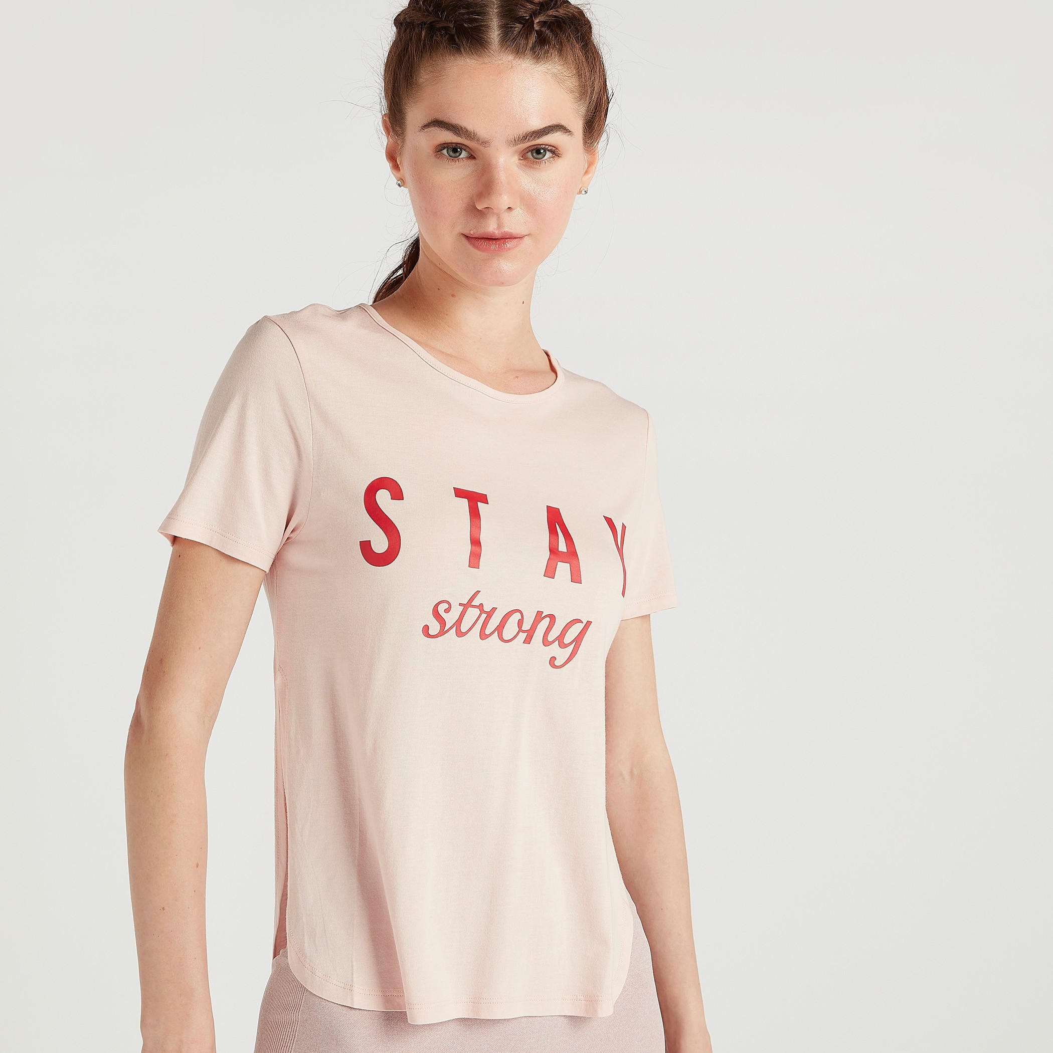 Slogan Print T-shirt with Short Sleeves-women-clothing-sportswearandactivewear-tshirtsandvests-image-6