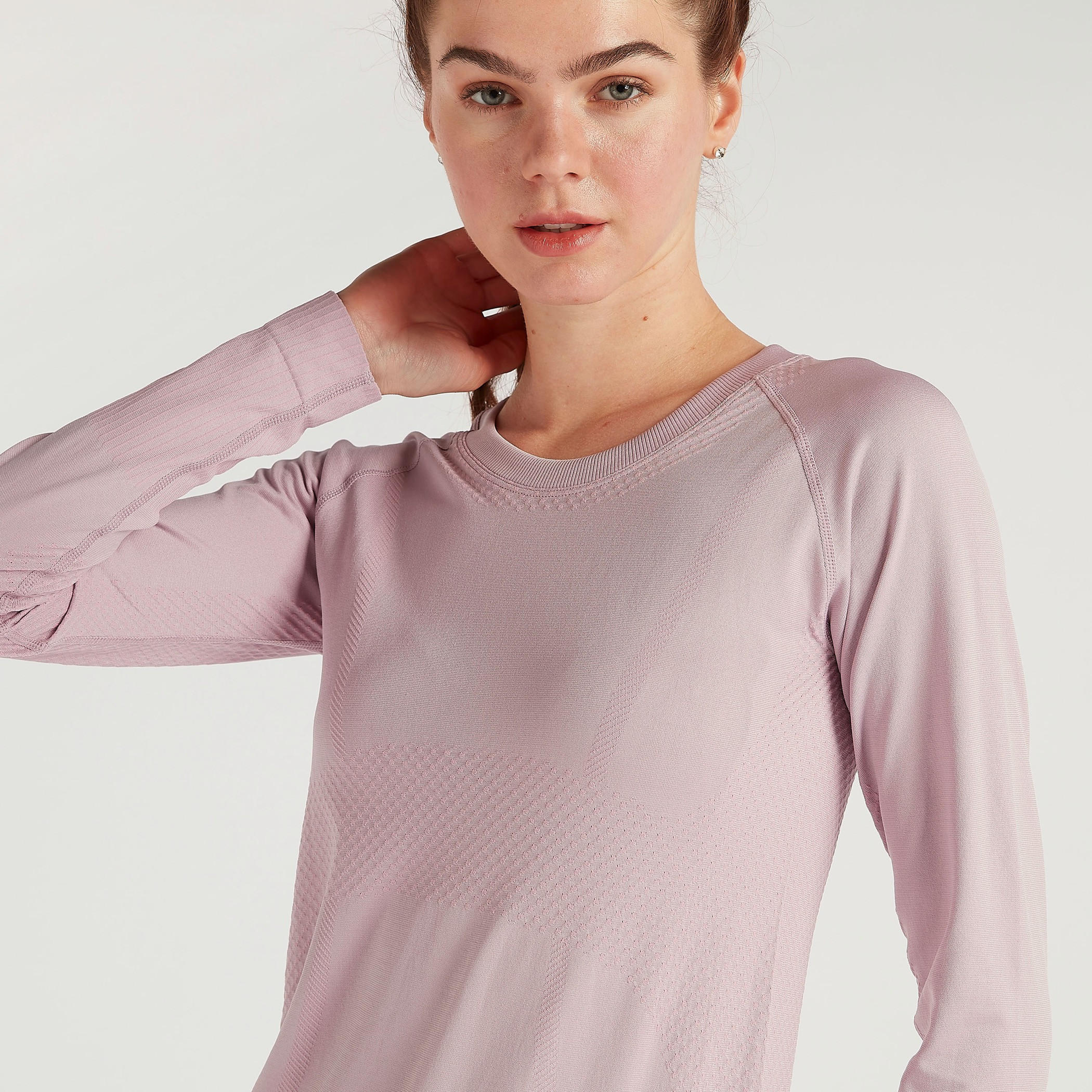 Textured T-shirt with Long Sleeves and Round Neck-women-clothing-sportswearandactivewear-tshirtsandvests-image-3