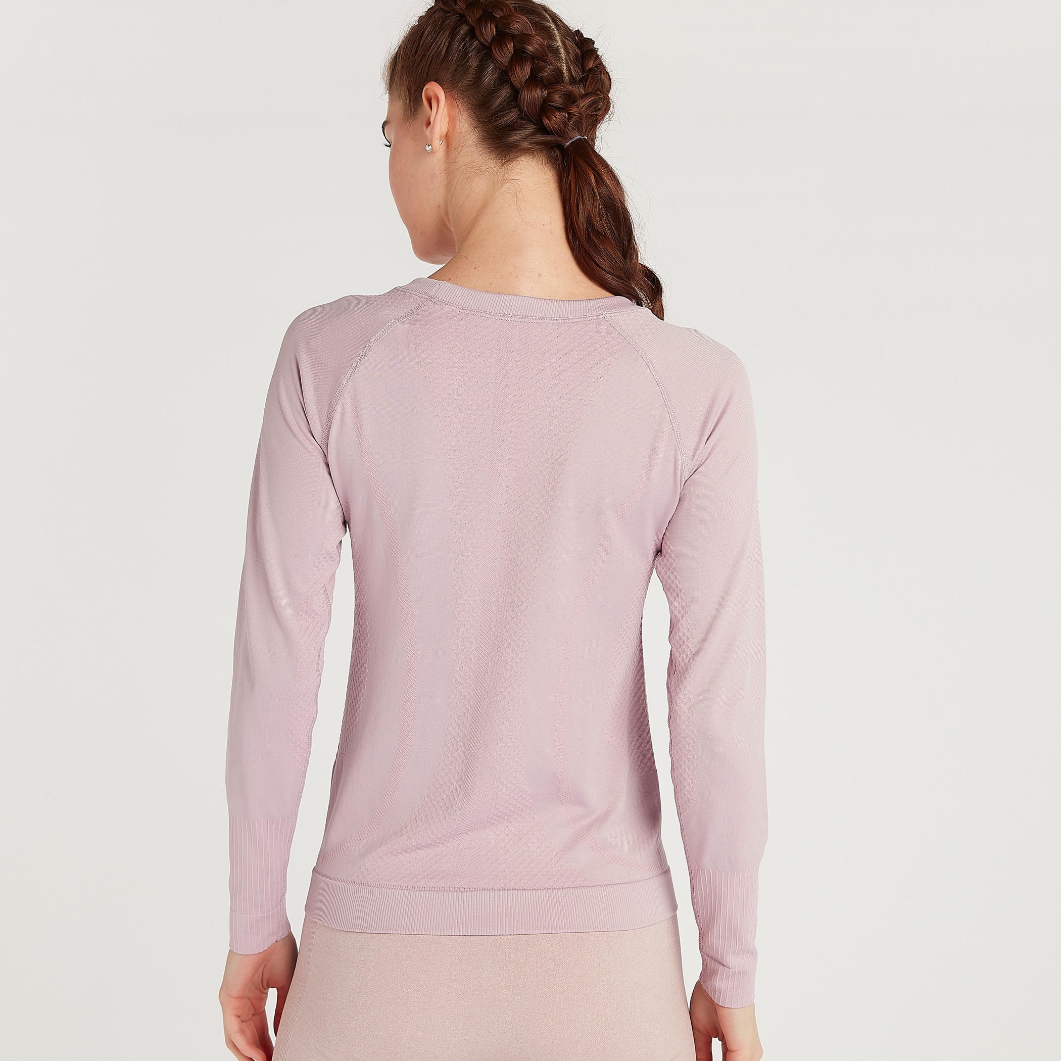 Textured T-shirt with Long Sleeves and Round Neck-women-clothing-sportswearandactivewear-tshirtsandvests-image-4