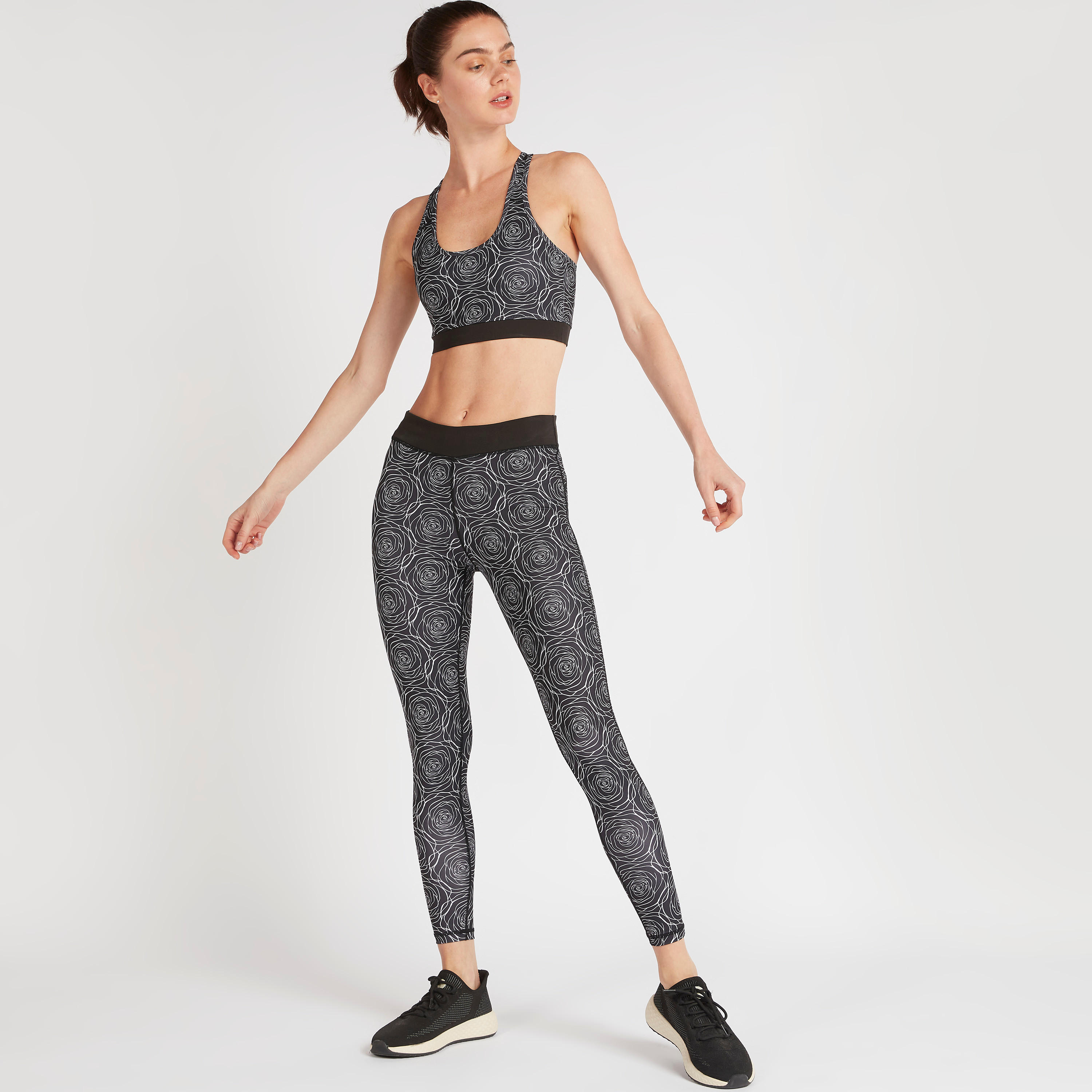 Printed Sports Bra with Mesh Insert Racerback and Scoop Neck-sports-women-clothing-sportsbras-image-2