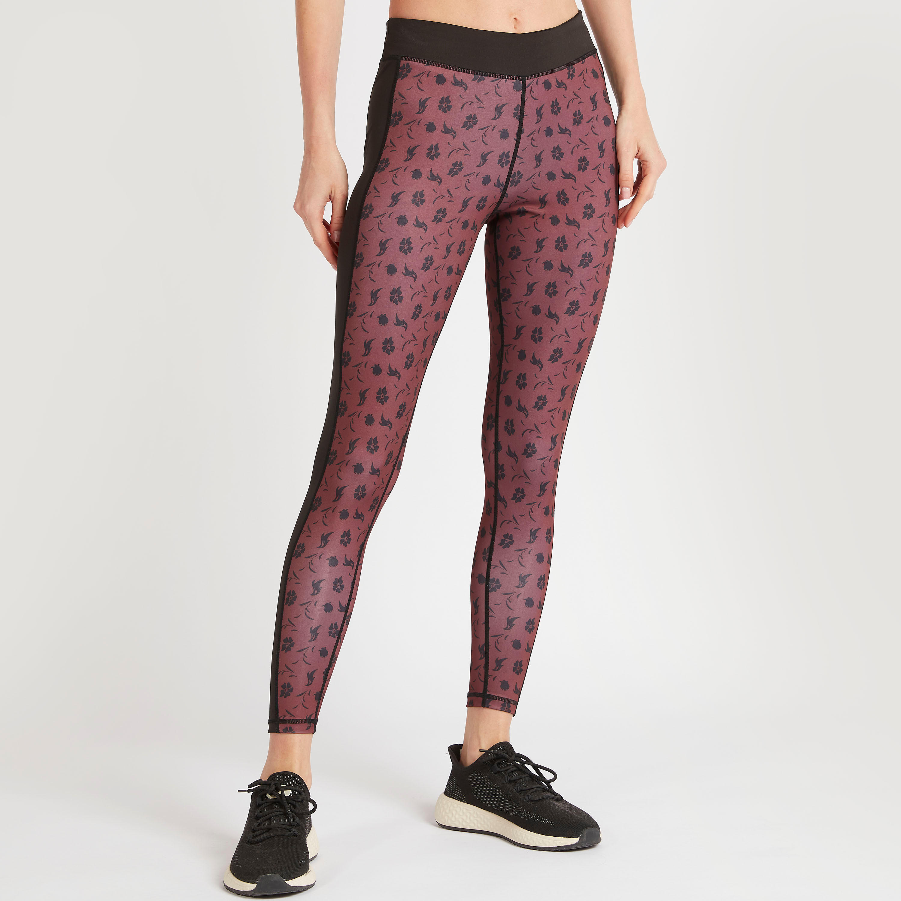 بنطلون ليقنز بطبعات أزهار وألواح جانبيّة متباينة وخصر مطّاطي-women-clothing-bottoms-leggings-image-1